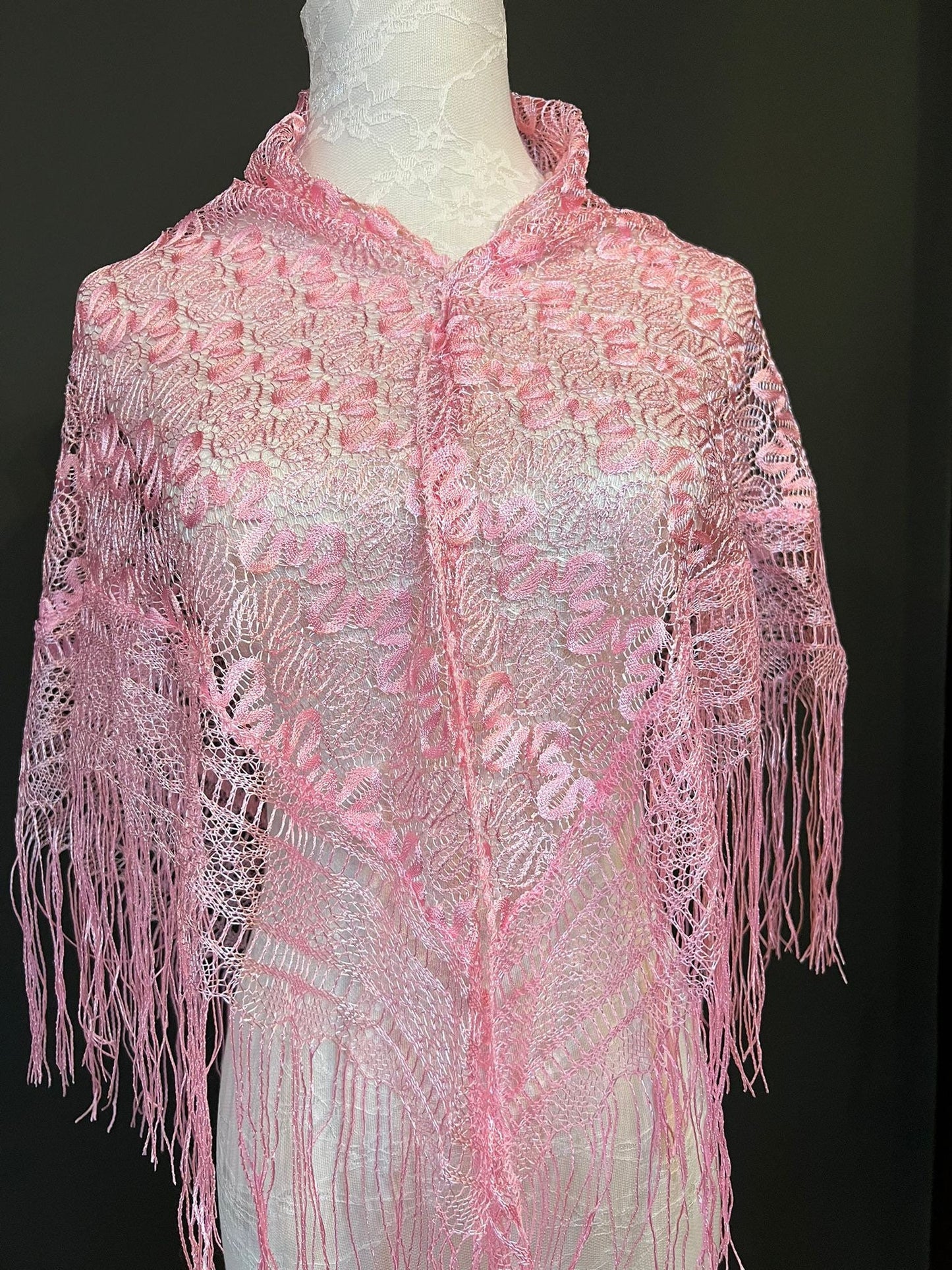 Pink Lace Poncho Shawl, Limited Edition Design