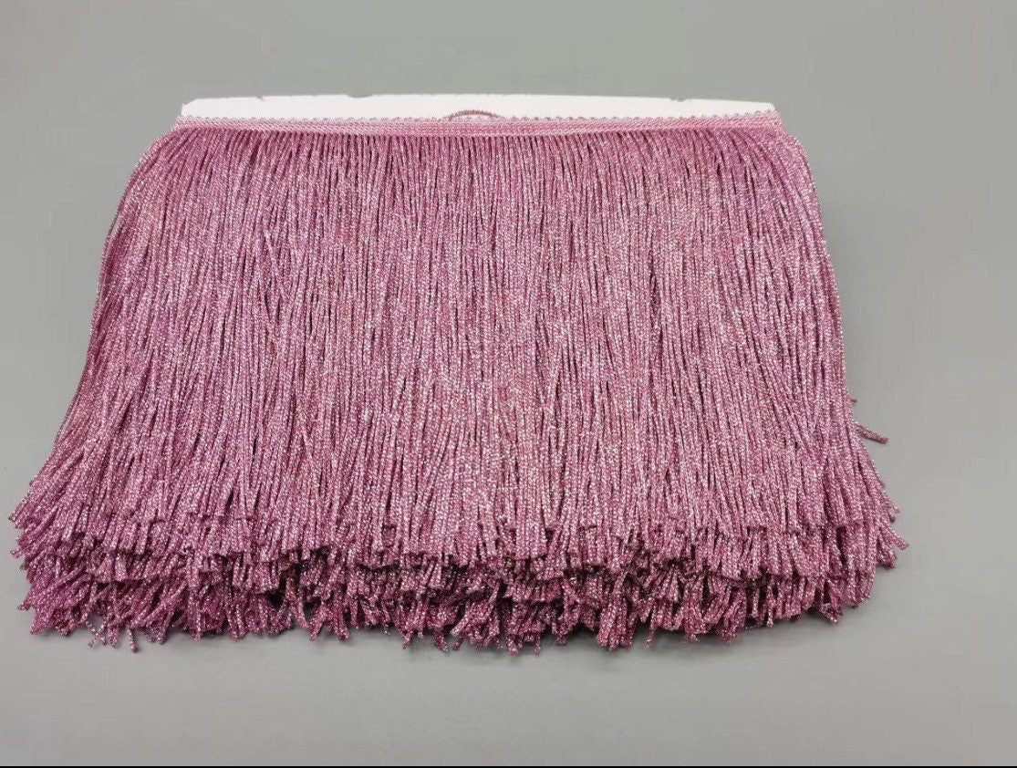 8” Wide Lurex Fringe, Fringe Tassel, 8” Long a fringe, Pink, Silver, Gold, Dense High Quality