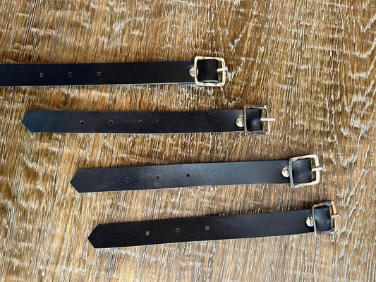 Kilt Straps, Belt Straps, 20cm Long, Black Silver Straps, Buckle, Wrist straps, Dog Collar, Dolls Collar
