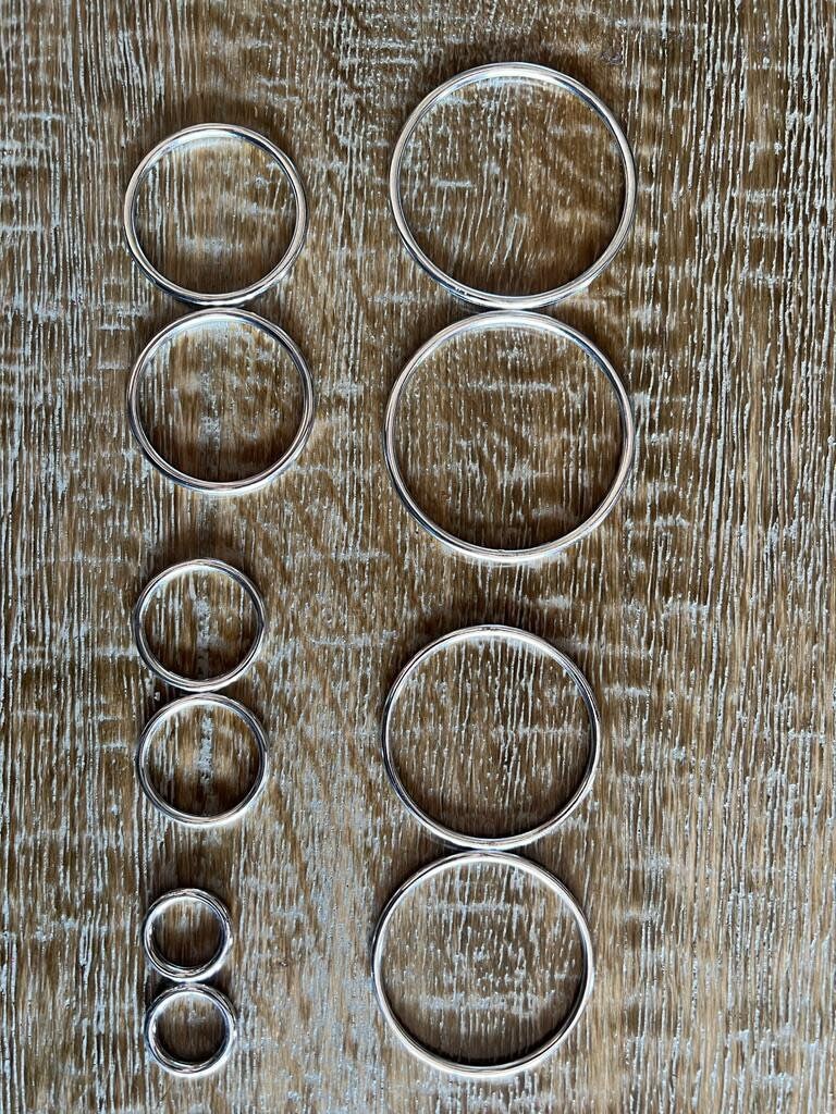 Rings, Metal Rings, Gold, Silver, Welded Solid Metal Round Rings, clothing, swimwear, 5 Sizes, 2cm, 3cm, 4cm, 5cm, 6cm, Metal Hoop Rings