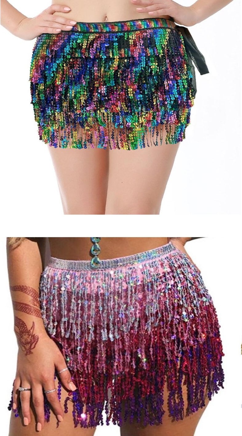 Sequin Skirt, Dancer Skirt, Decor, Belly Dancer, Costume, Multi colour, Sequins