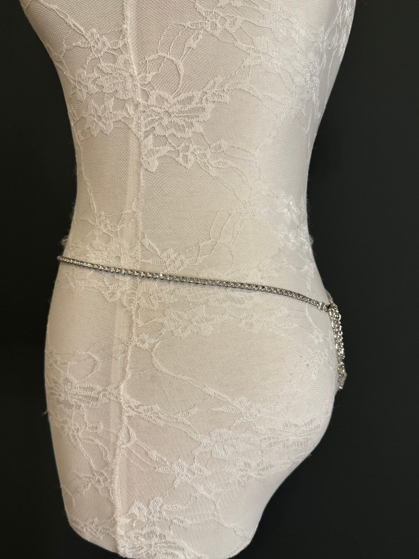 X-long Rhinestone Belt, Diamanté Belt, Teen Sizes, Size 18”-60” Waist, Fan Design, Fan Collection, Silver belt, Fashion Accessory, Bridal