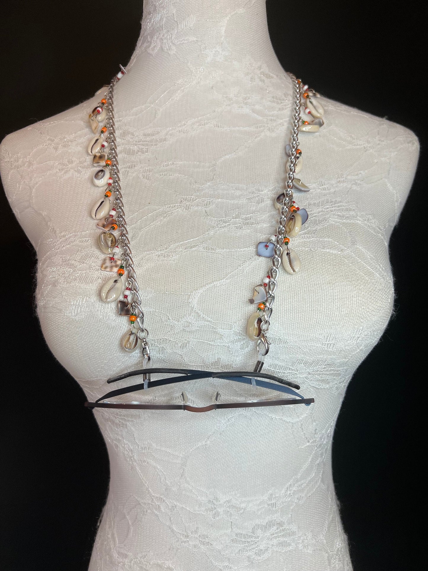 Glasses chain, Spectacles Chain, Shell Beaded glasses chain, silver, gold, men’s, ladies, children’s, handmade, Beach wear, Resort, FAN Desi