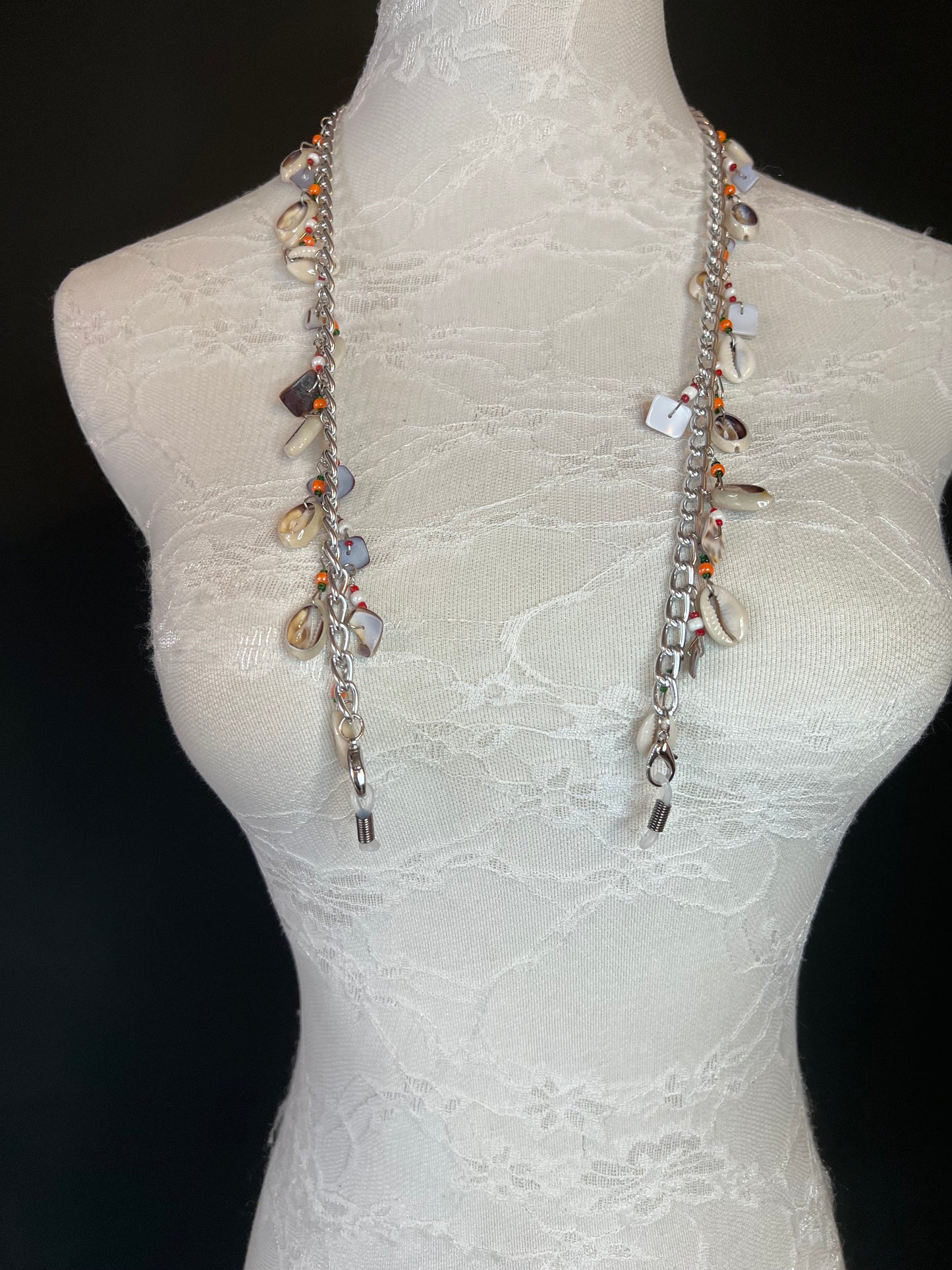 Glasses chain, Spectacles Chain, Shell Beaded glasses chain, silver, gold, men’s, ladies, children’s, handmade, Beach wear, Resort, FAN Desi