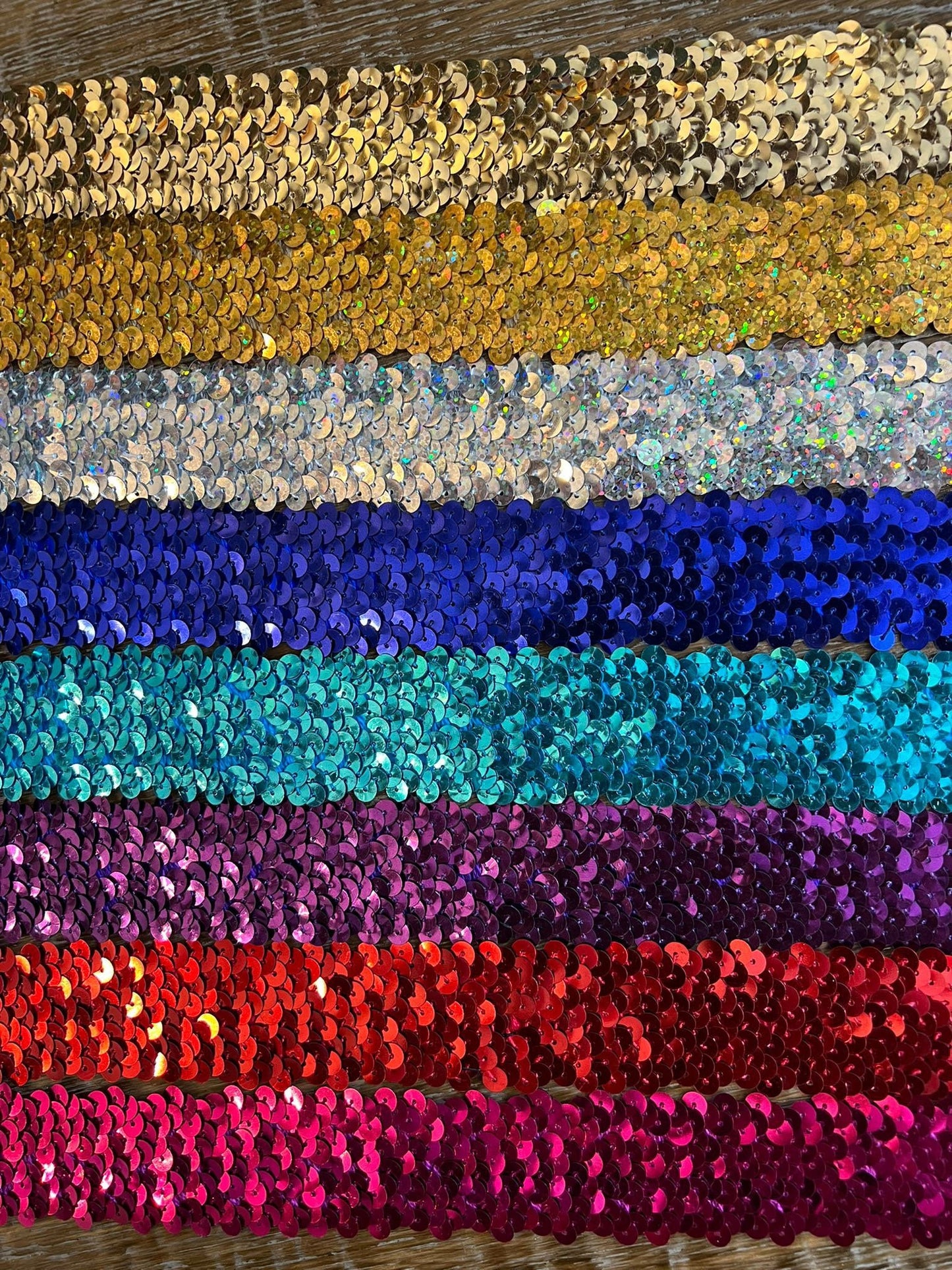 36mm Wide, Sequins Elastic, Stretch Sequins, Headbands, Crafting, 7 Colours, Costumes, Gold, Silver, Royal, Turq, Purple, Red, Cerise