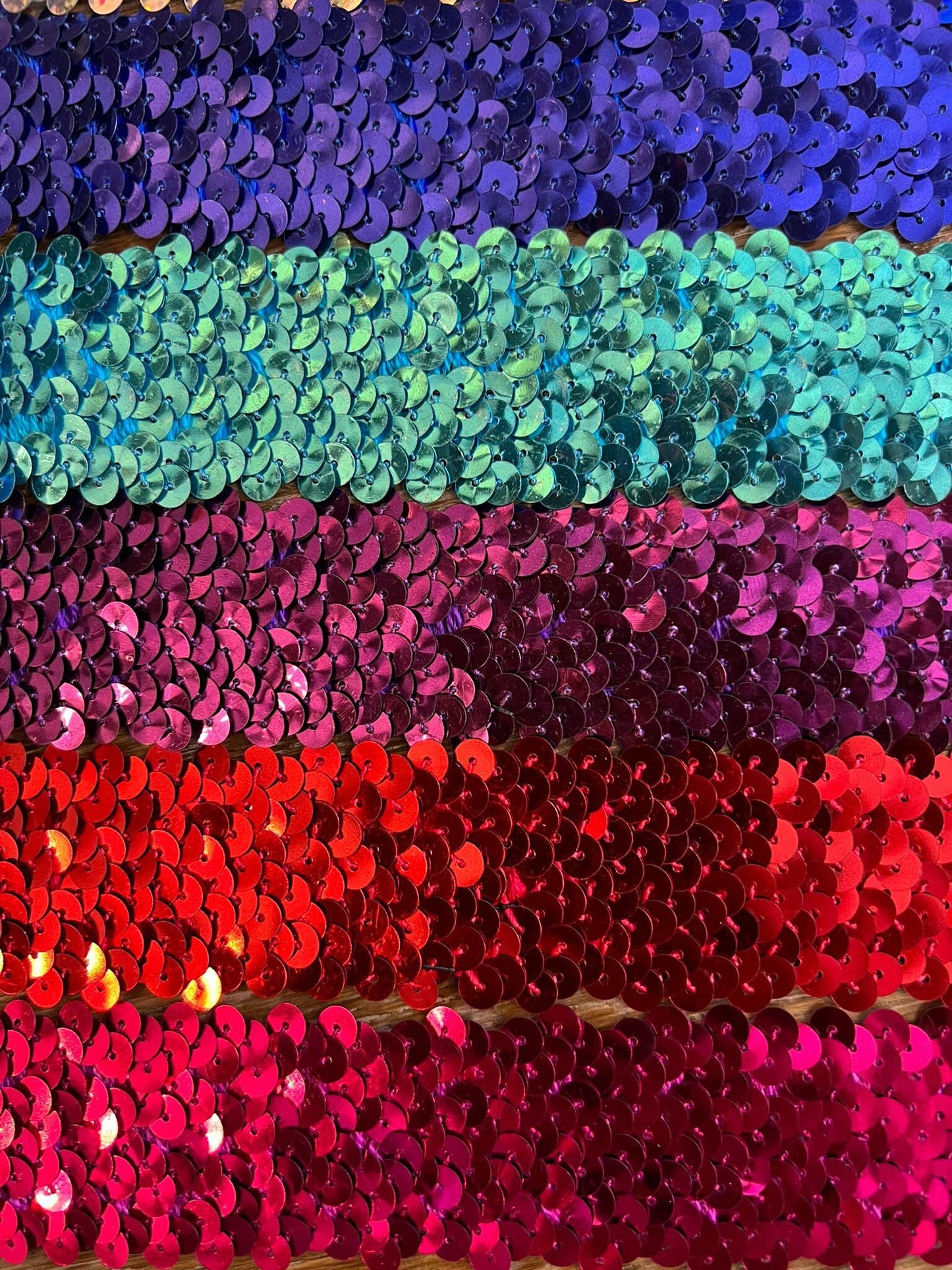 36mm Wide, Sequins Elastic, Stretch Sequins, Headbands, Crafting, 7 Colours, Costumes, Gold, Silver, Royal, Turq, Purple, Red, Cerise