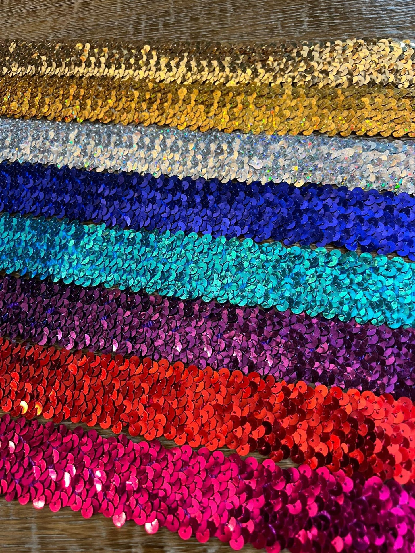36mm Wide, Sequins Elastic, Stretch Sequins, Headbands, Crafting, 7 Colours, Costumes, Gold, Silver, Royal, Turq, Purple, Red, Cerise