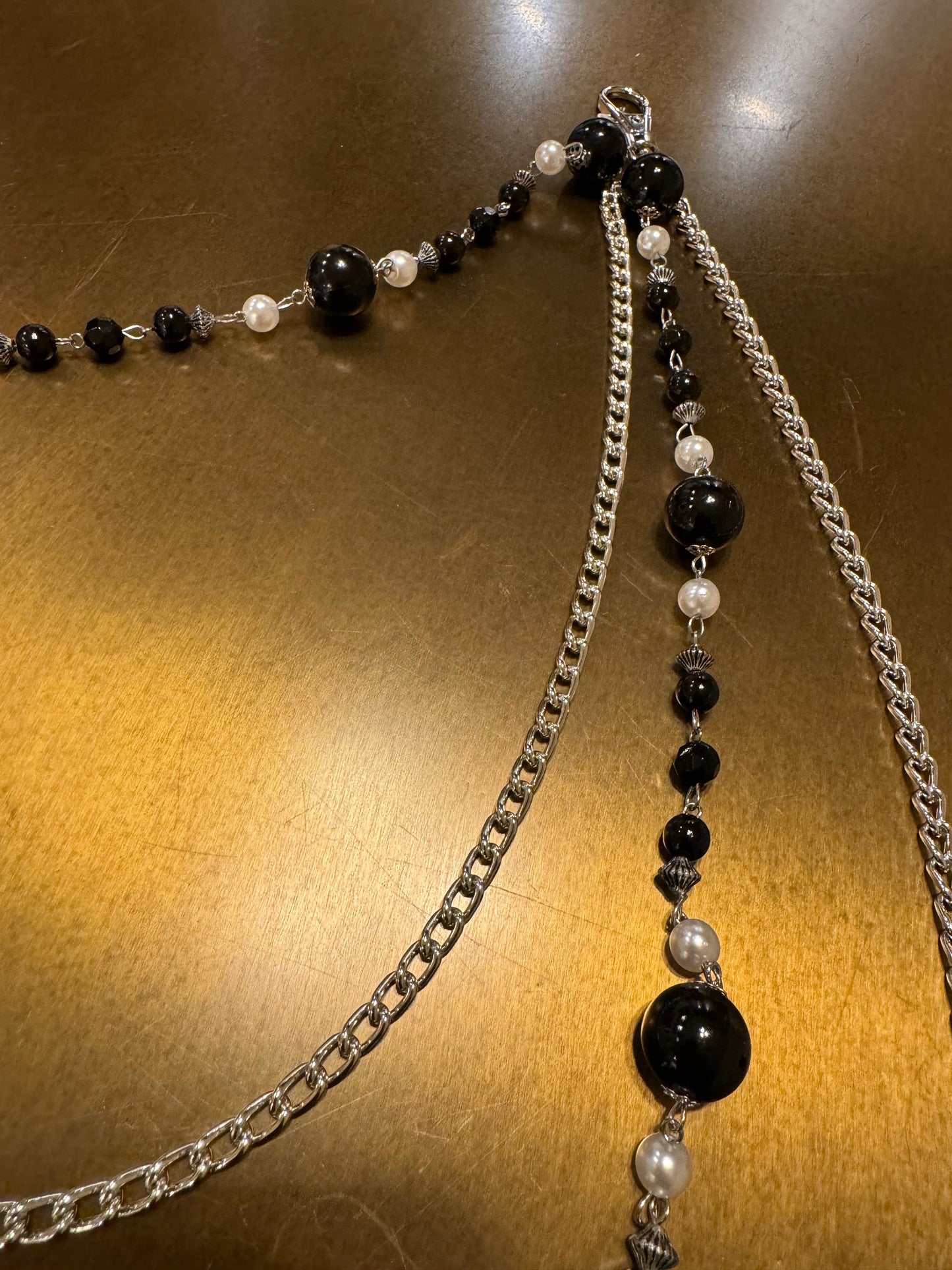 Layered Jeans Chains, Elegant Street Fashion, Hip Hop, 3 size selection,Black, Pearl, Silver, 3 Layers, Festival, Fashion, Bags, Gift