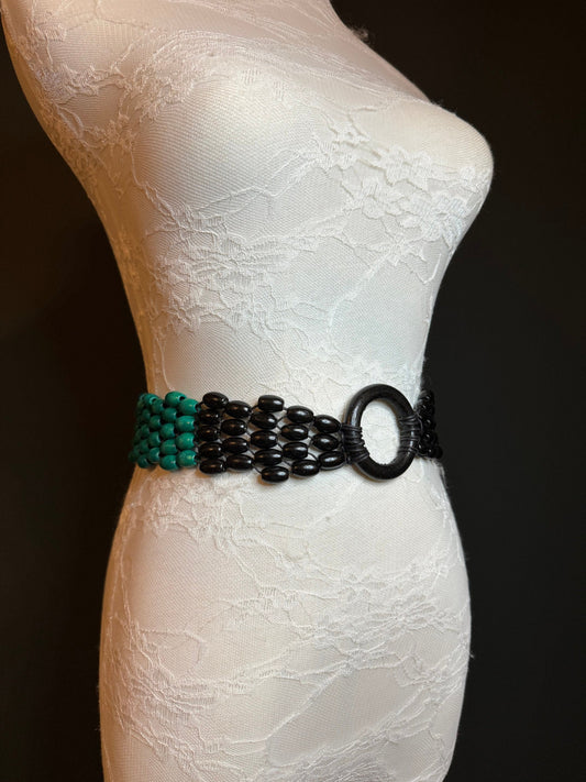 Wooden Belt, Wooden Ring Belt, Green, Black, Belt, Swimwear, Accessory, Dresses, Gift