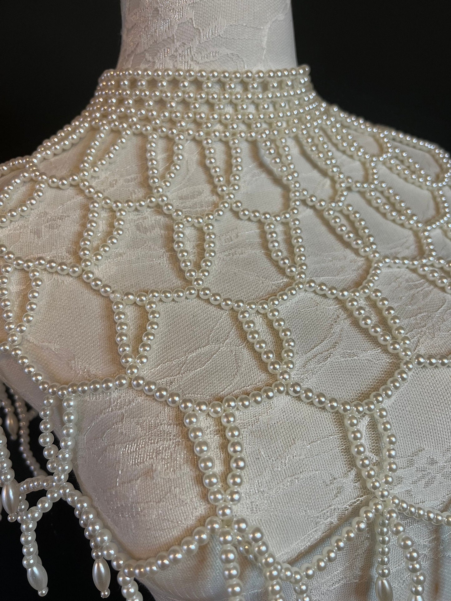 Bridal Pearl Shoulder Necklace, Vintage Wedding Jewelry