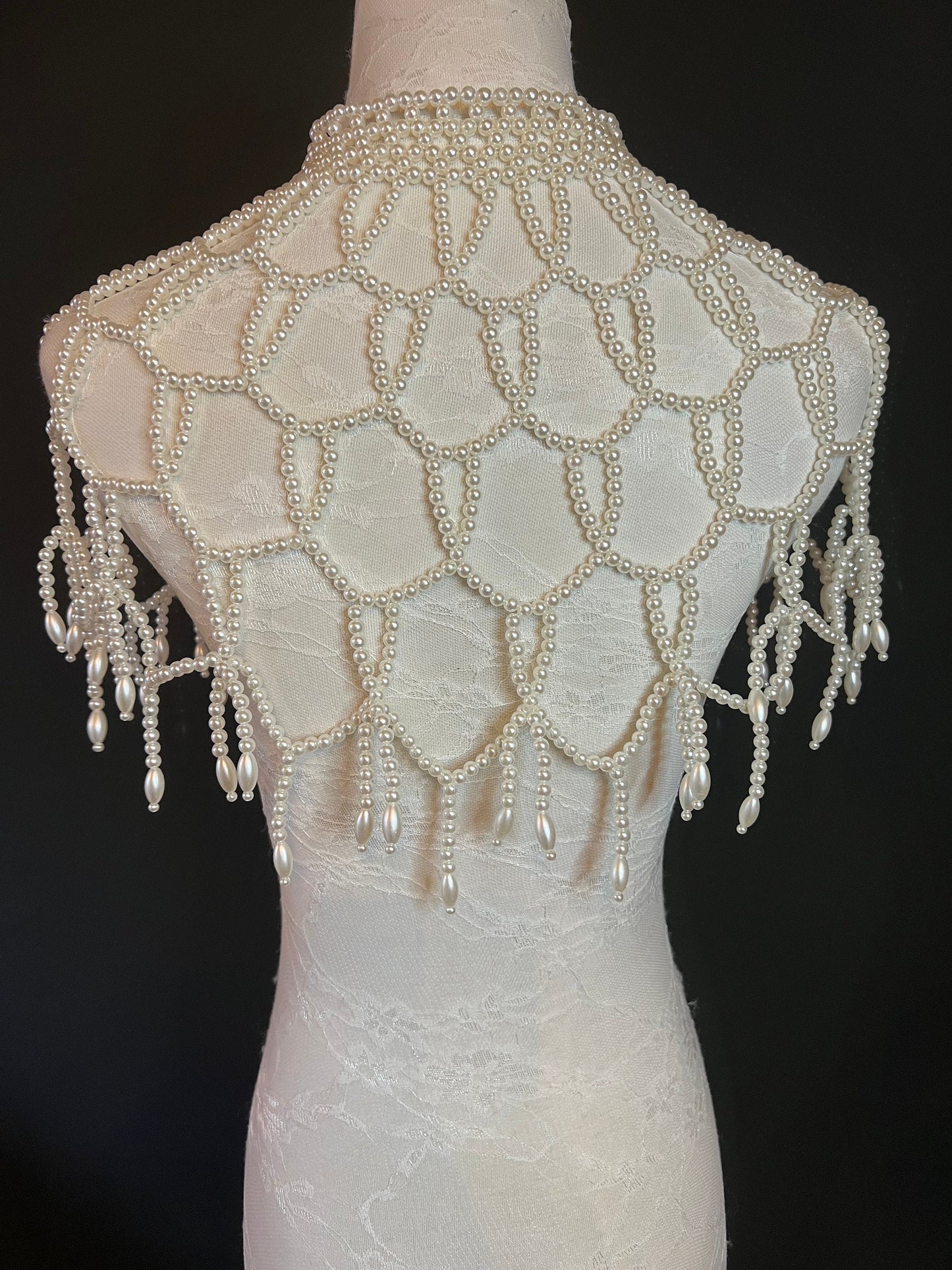 Bridal Pearl Shoulder Necklace, Vintage Wedding Jewelry