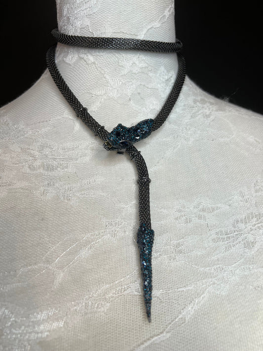 Snake Necklace, Choker Necklace, Rhinestone Snake, Gold, Silver, Gunmetal