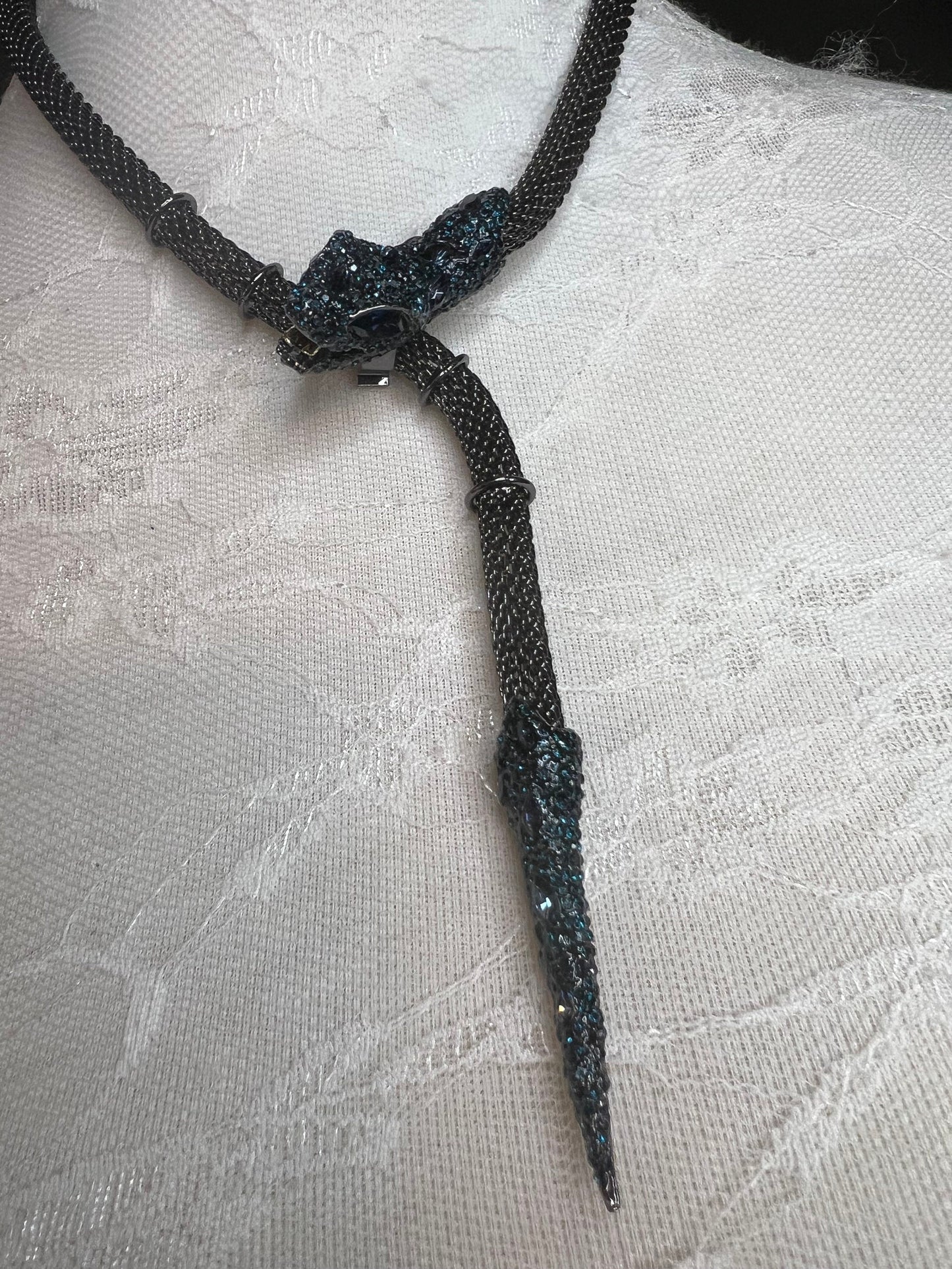 Snake Necklace, Choker Necklace, Rhinestone Snake, Gold, Silver, Gunmetal