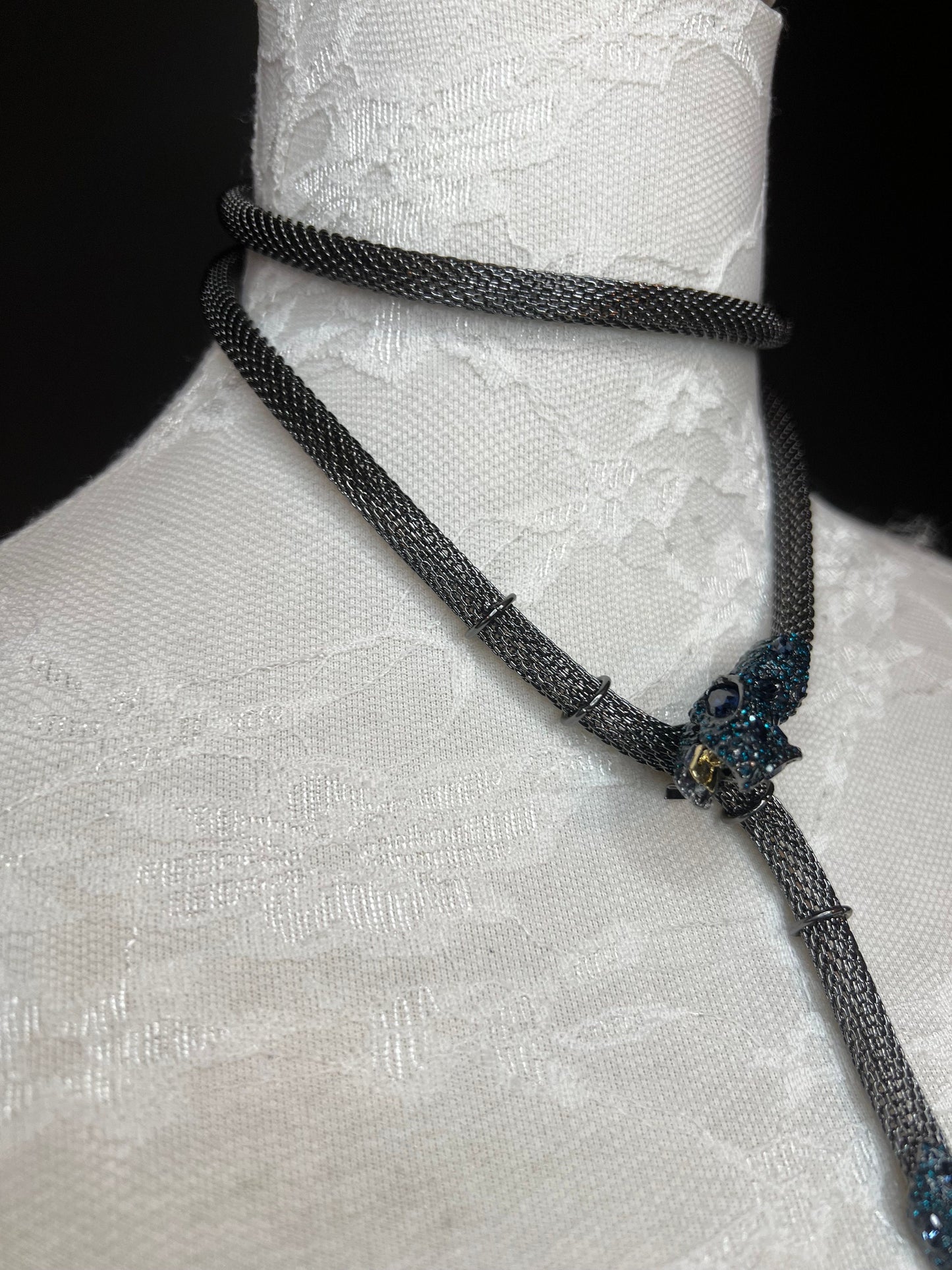 Snake Necklace, Choker Necklace, Rhinestone Snake, Gold, Silver, Gunmetal