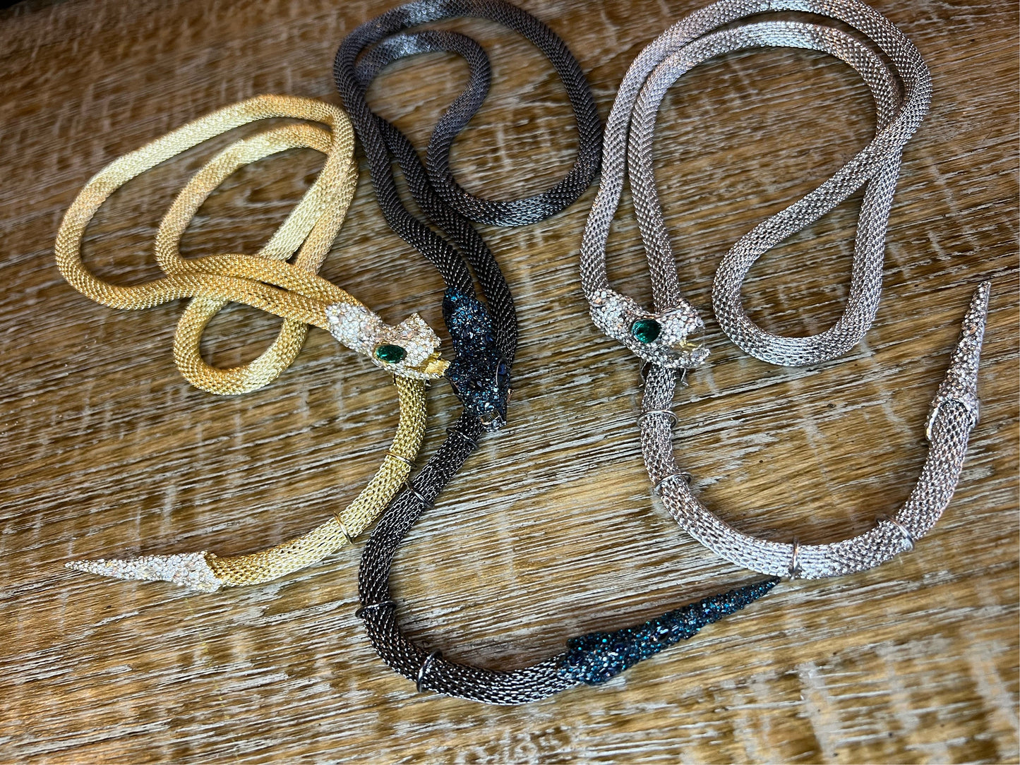 Snake Necklace, Choker Necklace, Rhinestone Snake, Gold, Silver, Gunmetal