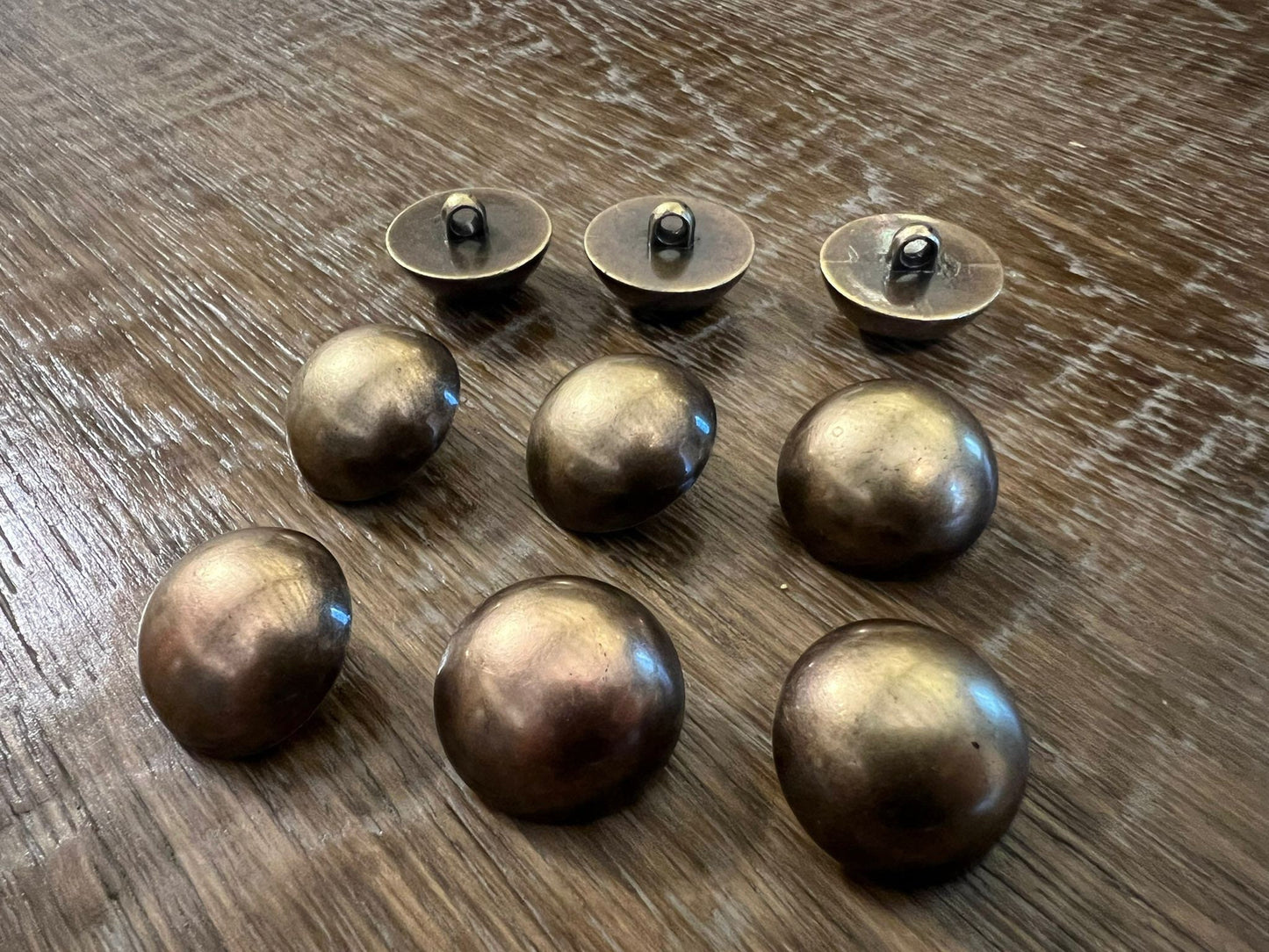 6pcs Antique Brass Effect Shank Buttons, 25mm, 40L