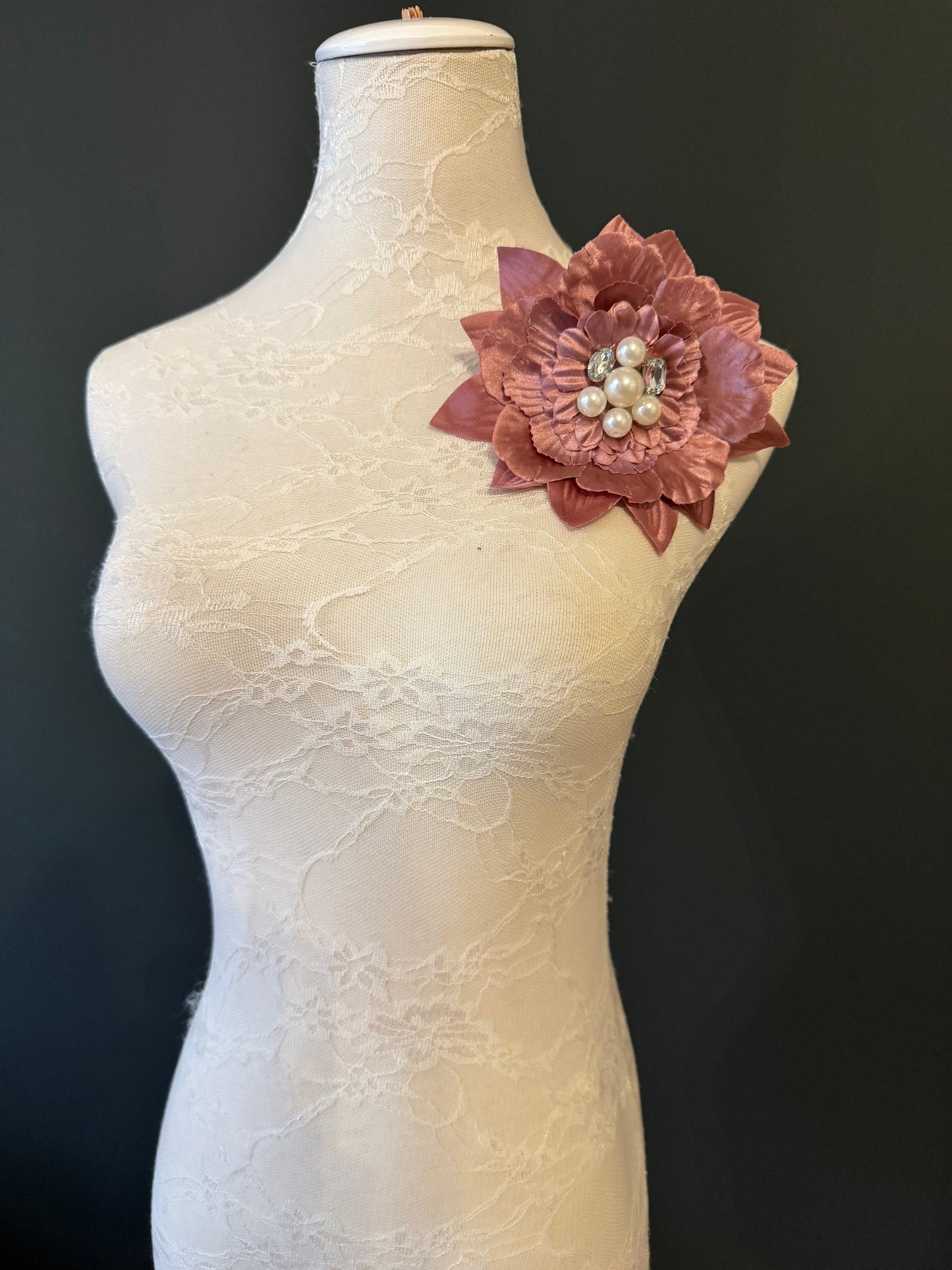 Corsage Flower, Rose Pink, 6” Wide, Large Pin on Corsage, Hair Clip Cordage, Bridal, Clothing, Fashion, Hat, Accessory, Fashion, FAN Design