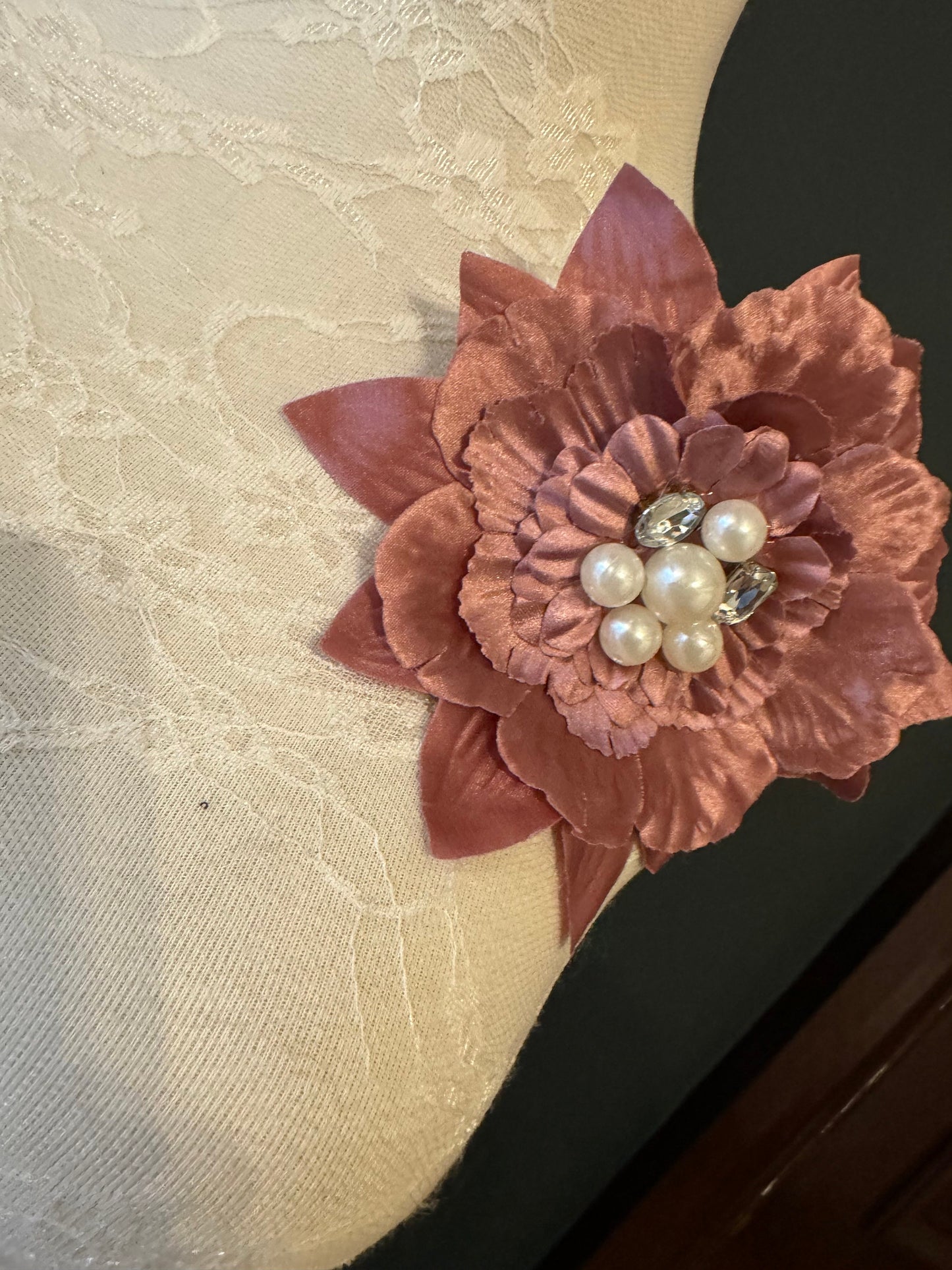 Corsage Flower, Rose Pink, 6” Wide, Large Pin on Corsage, Hair Clip Cordage, Bridal, Clothing, Fashion, Hat, Accessory, Fashion, FAN Design