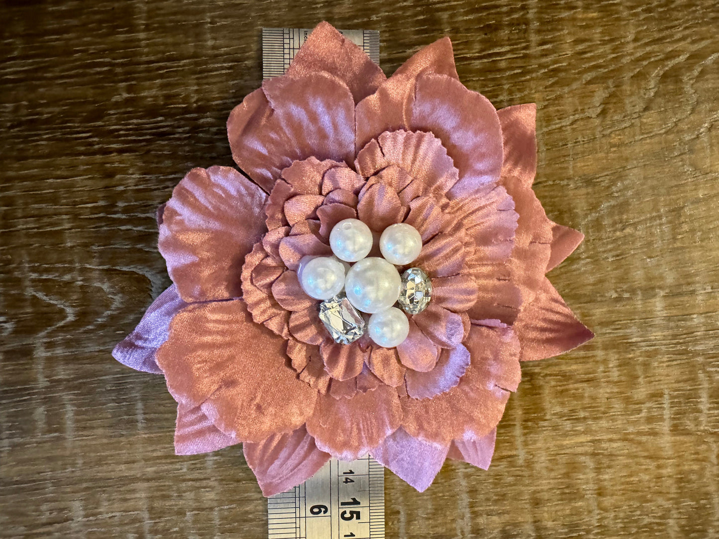 Corsage Flower, Rose Pink, 6” Wide, Large Pin on Corsage, Hair Clip Cordage, Bridal, Clothing, Fashion, Hat, Accessory, Fashion, FAN Design