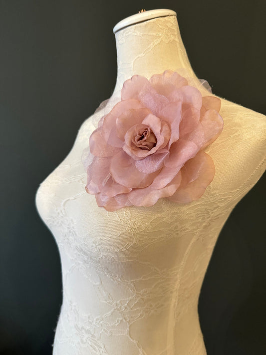 Large Corsage Flower, dusky Pink, 7” Wide, Large Pin on Corsage, Bridal, Clothing, Fashion, Hat, Accessory, Fashion, FAN Design
