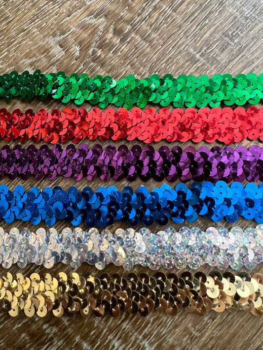 18mm Stretch Sequins Elastic Trim, Craft Sewing, 8 Colours