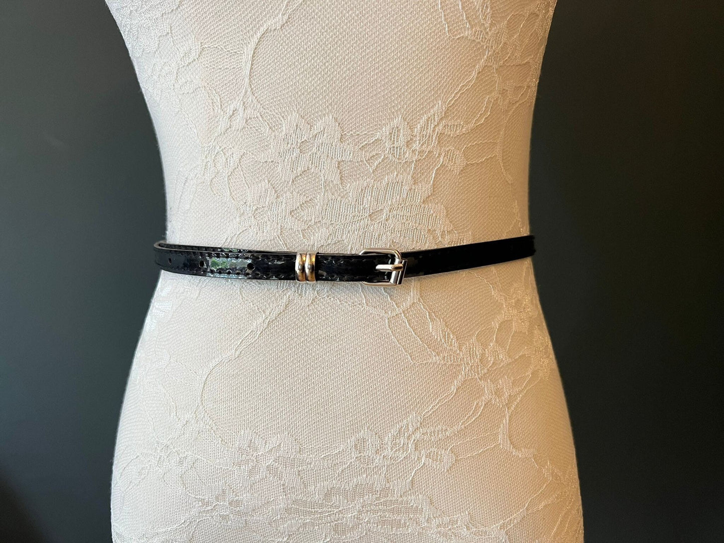 Belt, Patent Black Skinny Belt, 1cm Wide Belt, Fashion Belt, 100cm Long