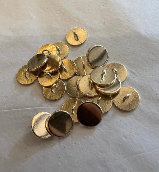 6pcs, 15mm Metal Shank Gold Button, Flat Heat Metal Buttons, High Quality Metal Blazer Button 24L size
