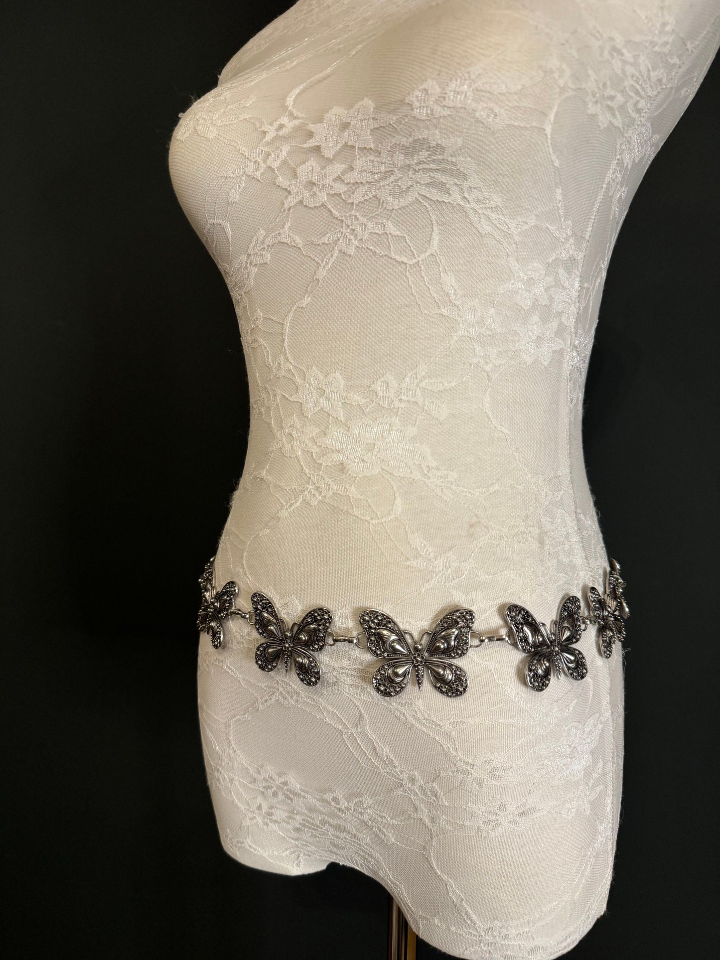 X-long Butterfly Belt, Metal Belt, Teen Sizes, 18”-60”, Fan Design, Fan Collection, Silver Metal belt, Fashion Accessory, Handmade