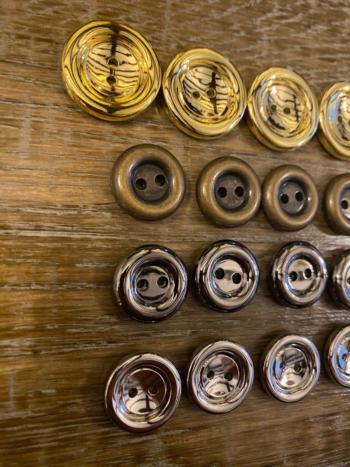 Buttons, 6pcs, 2.5cm, 1.8cm, Gold, Antique Brass, Silver, Blazer, Jacket, Dress, Crafts, 40L, 34L