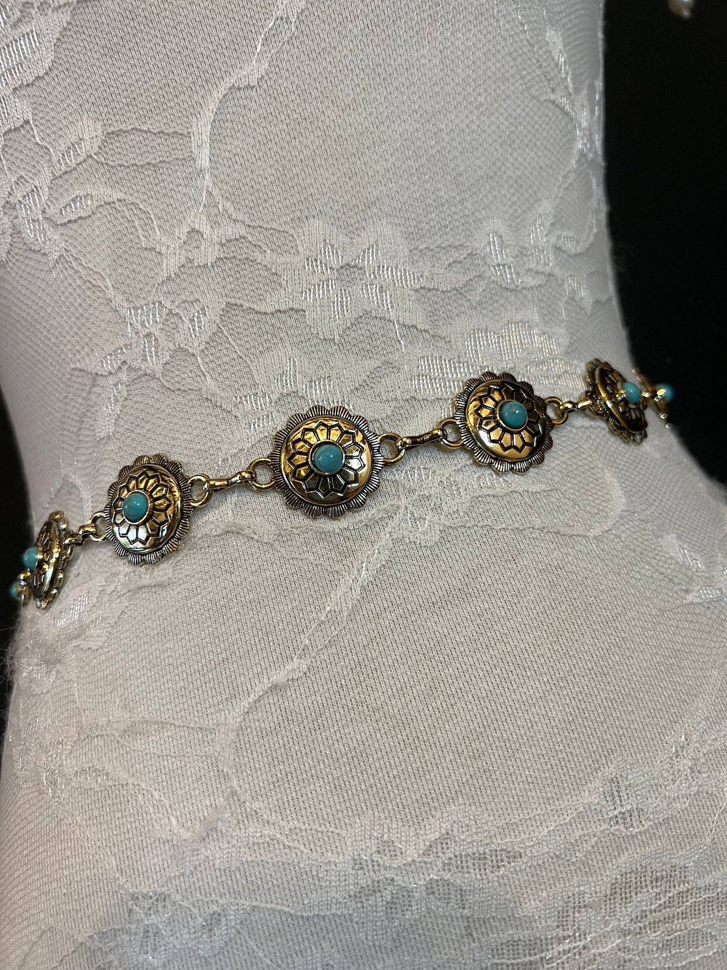 X-long Ring Belt, Metal Disc Belt, Teen Sizes, Size 18” - 60”, Fan Design, Fan Collection, Light Gold, Silver, Turquoise Metal belt, Fashion