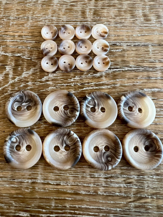 6pcs, Horn Button, 25mm, 15mm, 12mm, 2 Hole Horn Buttons, Beige, Brown, Buttons