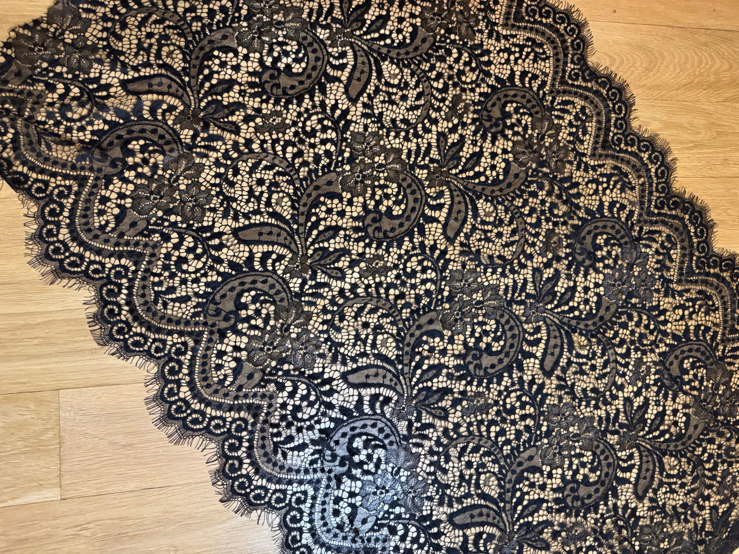 Black Eyelash Lace Fabric, 26" Wide, Lingerie & Crafts