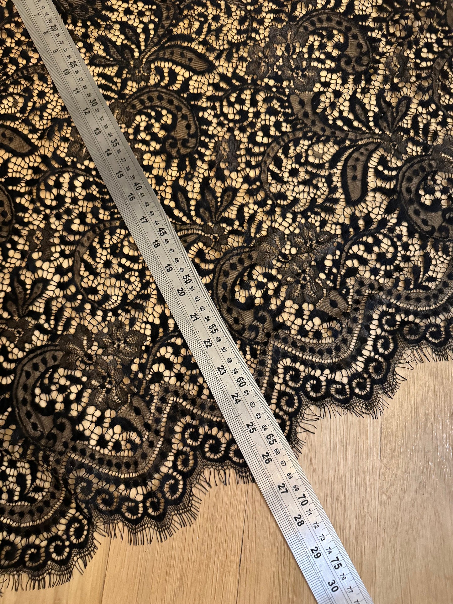 Black Eyelash Lace Fabric, 26" Wide, Lingerie & Crafts