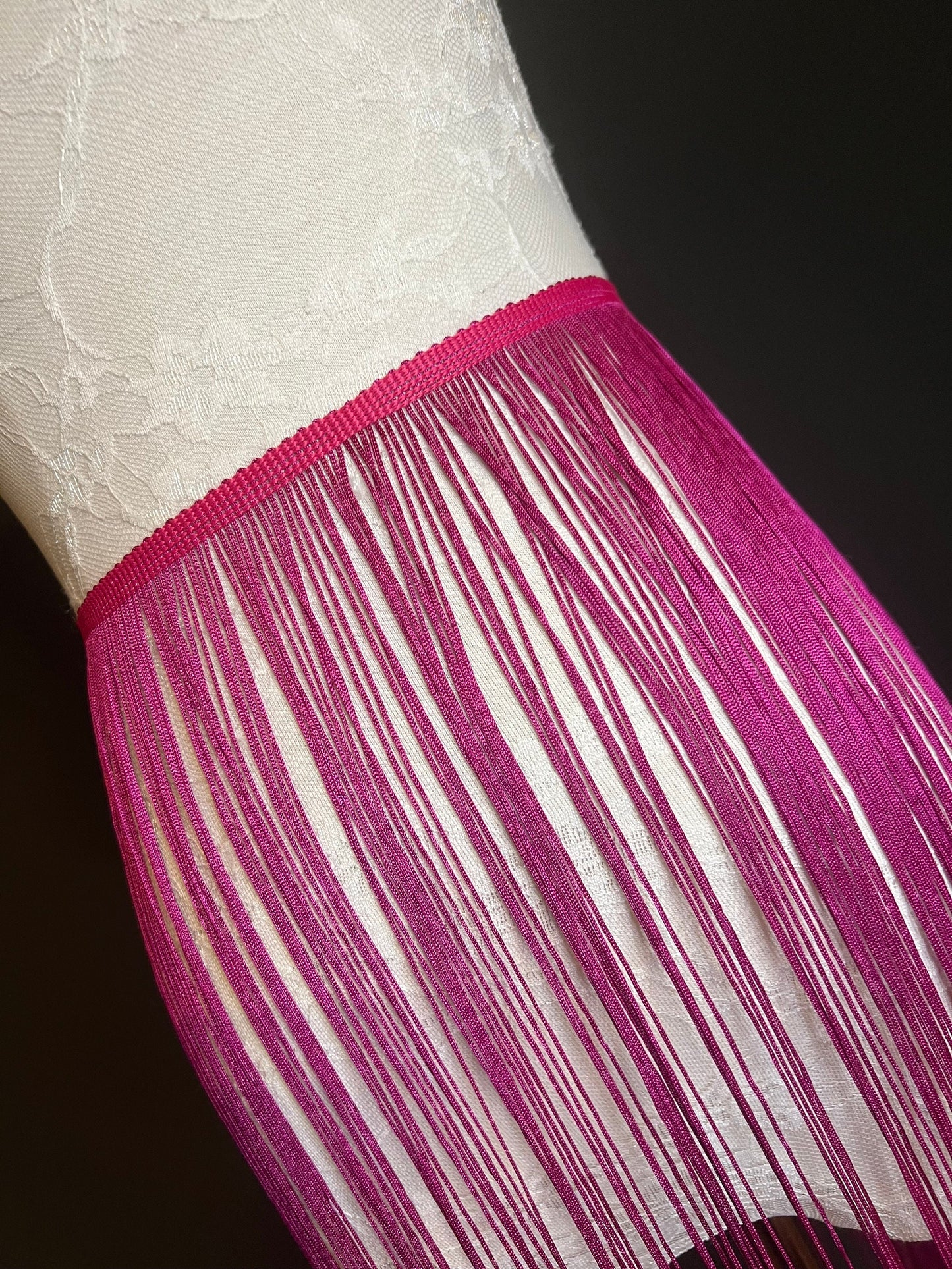 20" Long Magenta Fringe Trim, 17 Colour Options