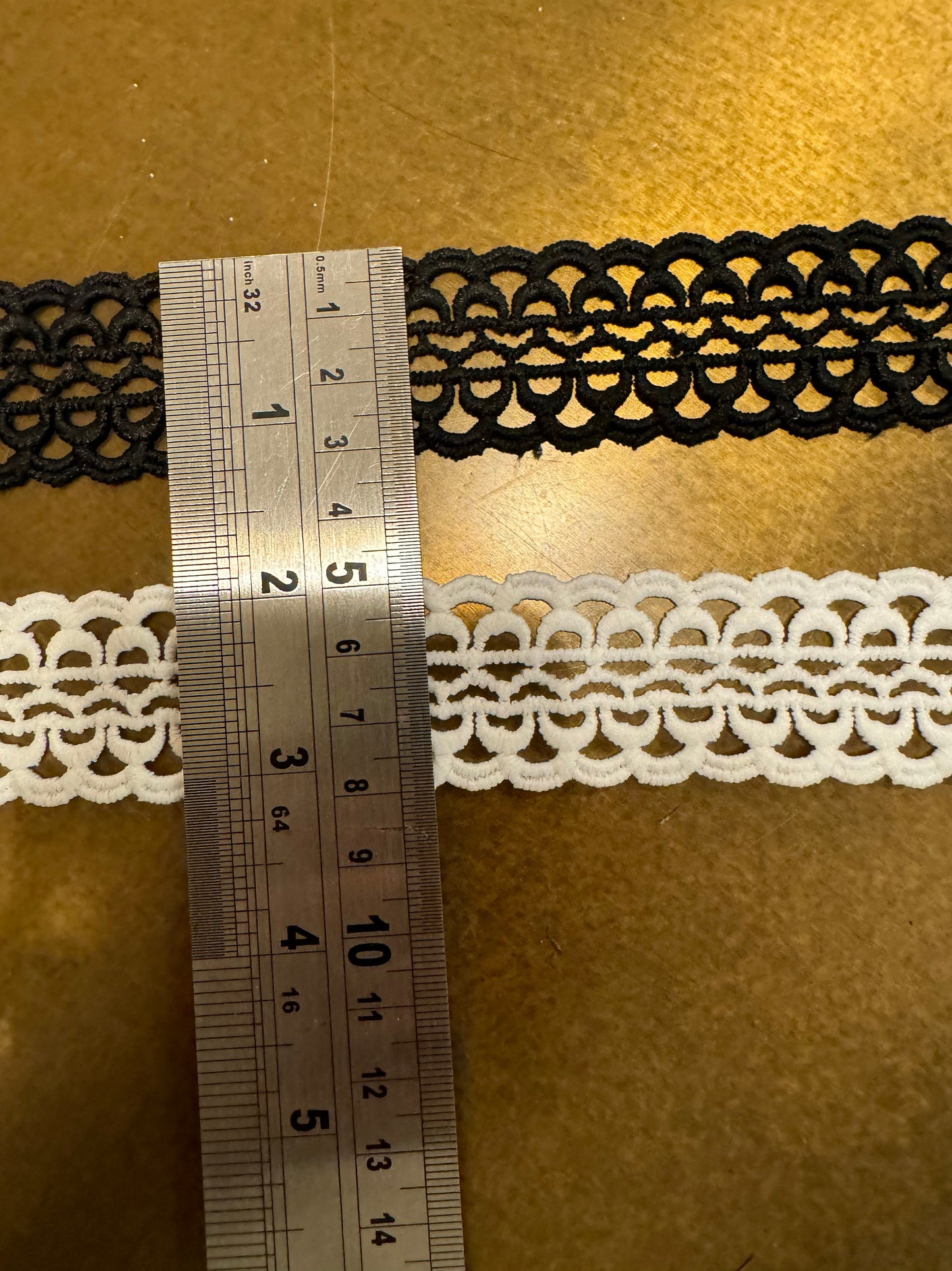 Lace Trim, 3cm Wide, Double Scallop Lace, Black, Ivory, Dress, Craft, Tops