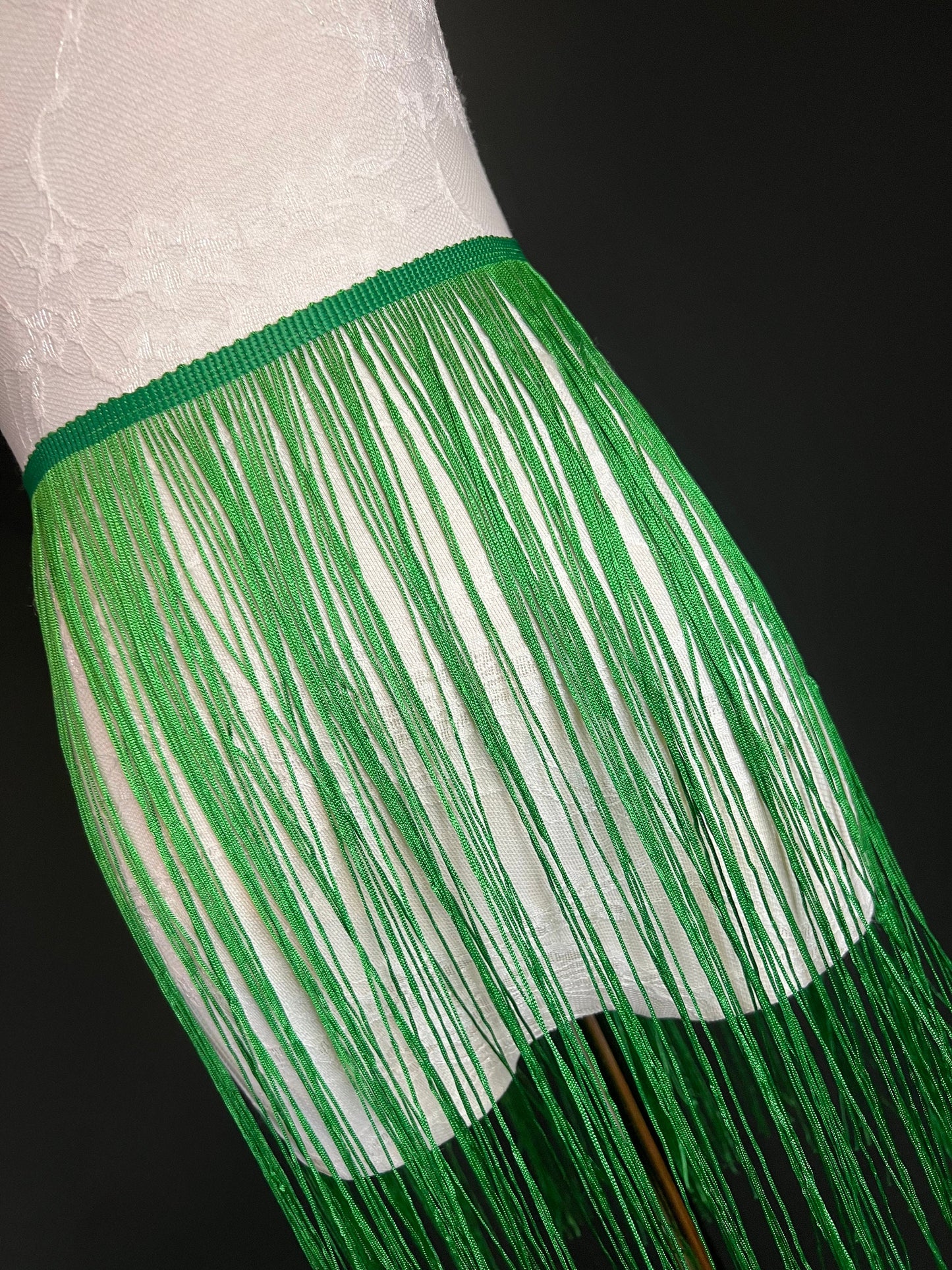 Jade Green 20" Long Fringe Trim, 17 Colour Options