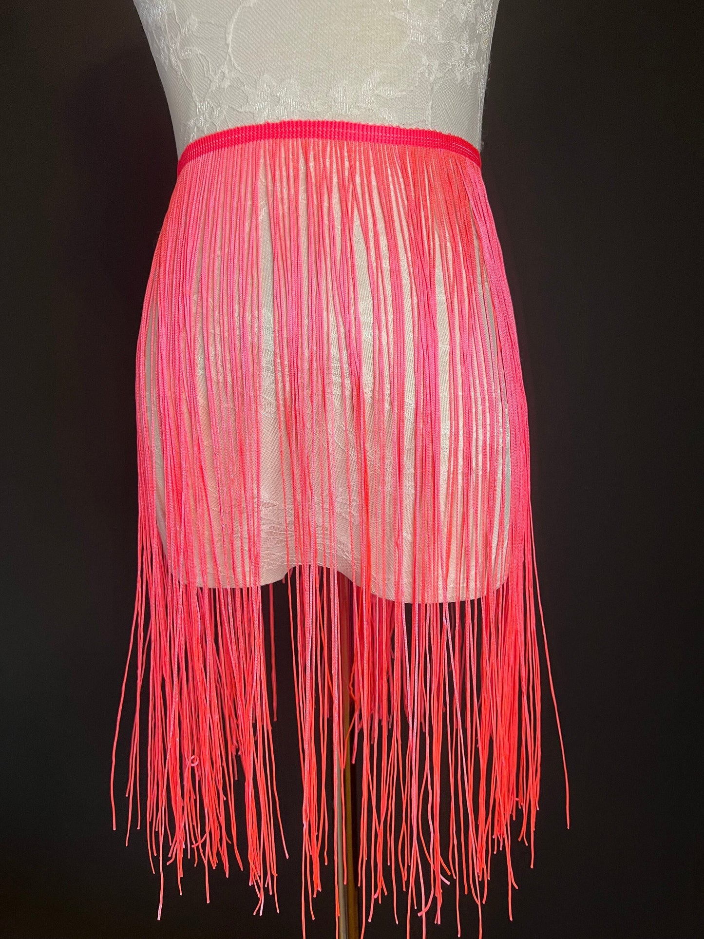 20” Long Fringe, Dress Fringe, Fluorescent Coral Fringe, Long Fringe, Fringe trim, Costume, Dance, Skirts, Clothing, home decor, 17 colours