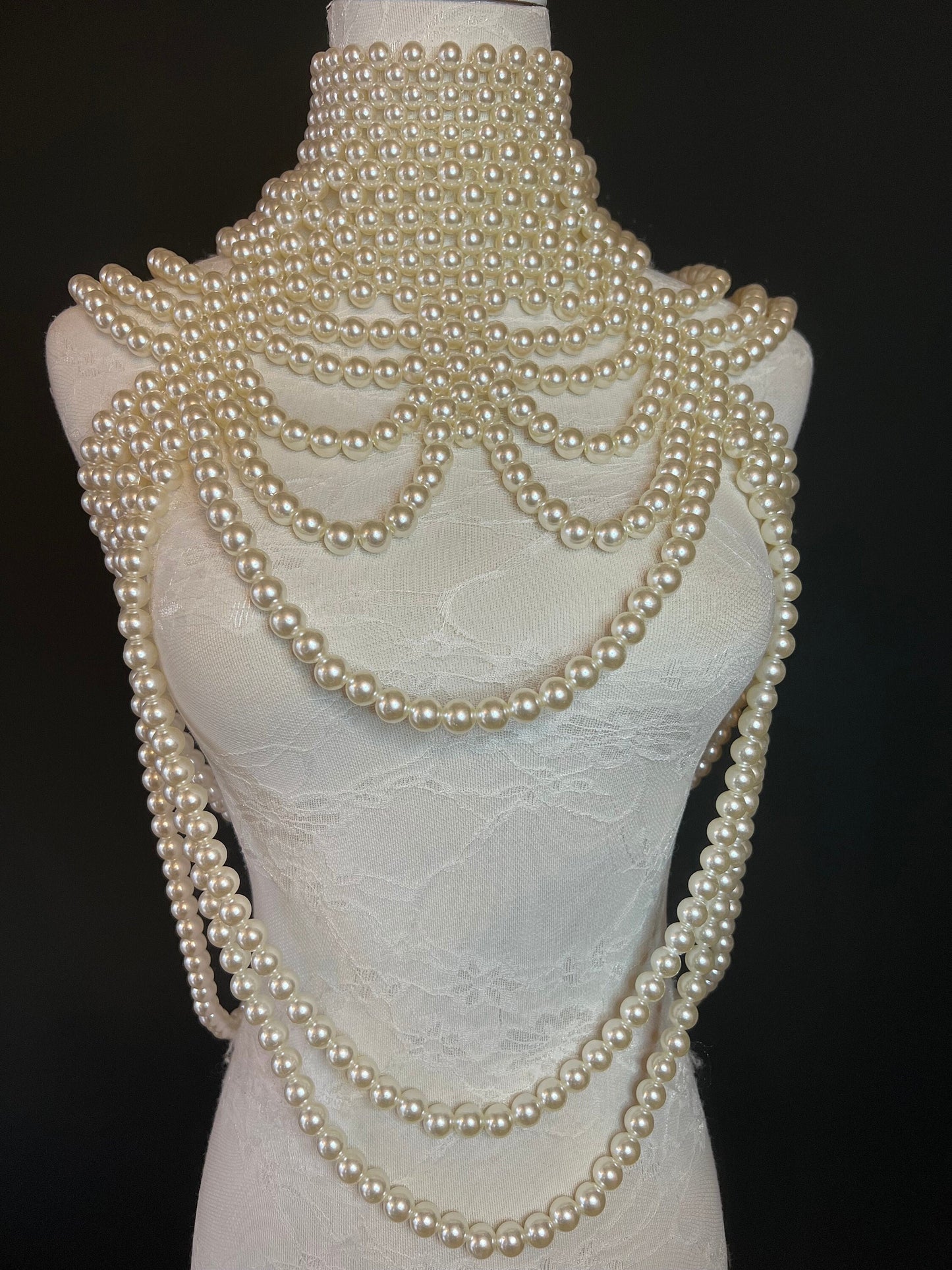 Bridal Pearl Shoulder Necklace, Statement Neckpiece