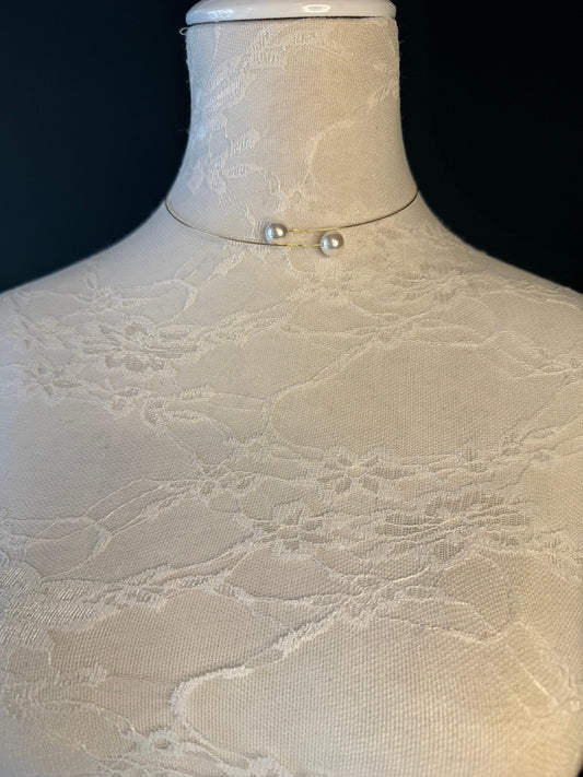 5” Neck wire choker - Gold with Pearl Neckwire Choker Necklace, Necklace, High Quality, 13cm, FAN Collection