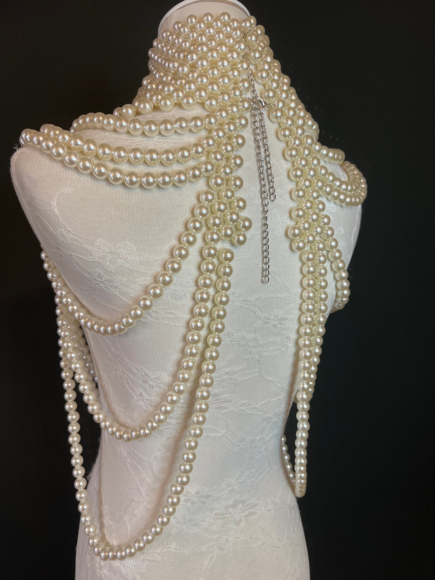 Bridal Pearl Shoulder Necklace, Statement Neckpiece