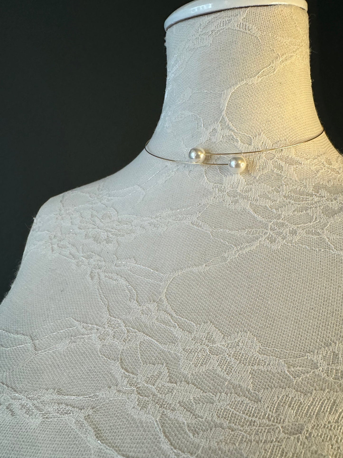 5” Neck wire choker - Gold with Pearl Neckwire Choker Necklace, Necklace, High Quality, 13cm, FAN Collection