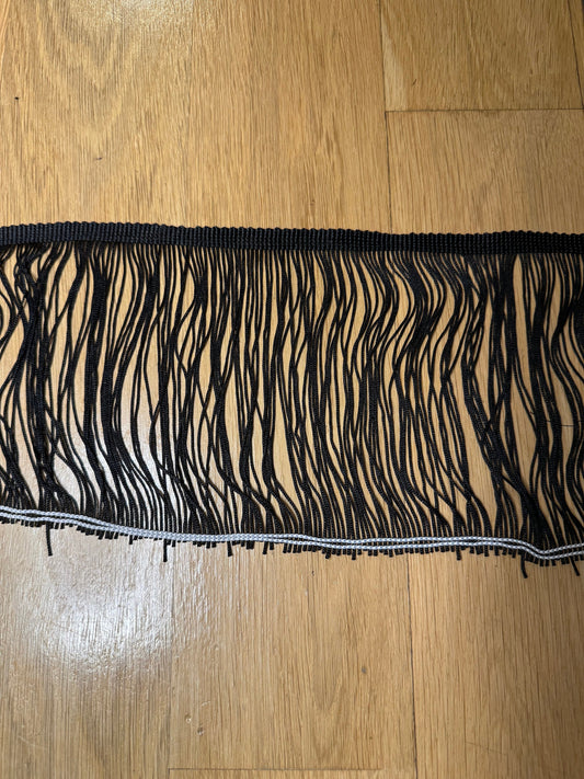 6” wide fringe, elegant fringe, Black, quality fringe, Dense Quality fringe, UK made Very High Quality, Furnishing, Fringe Trimming