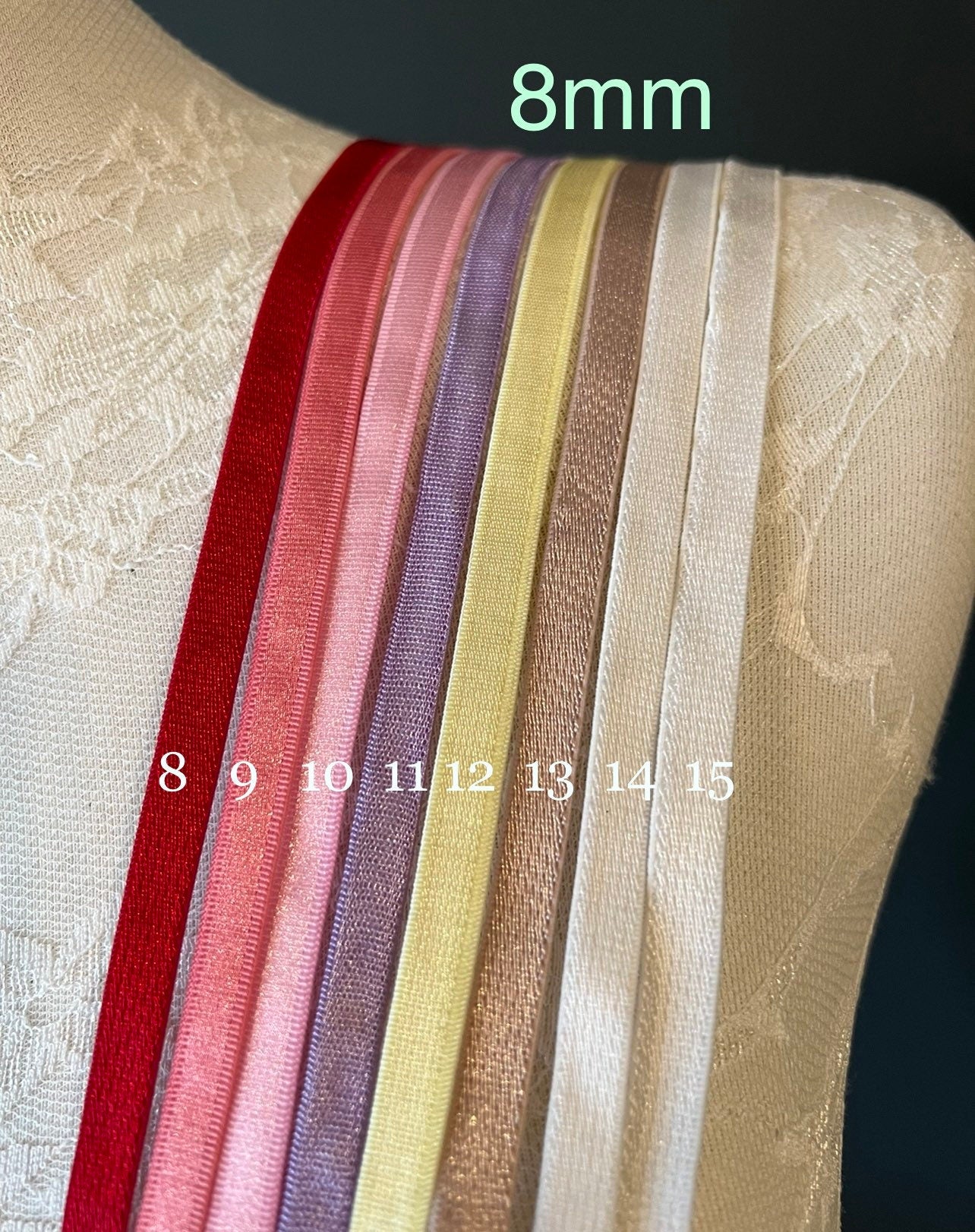 Bra Strap Elastic, 49 Colours, 6mm, 8mm, 10mm widths