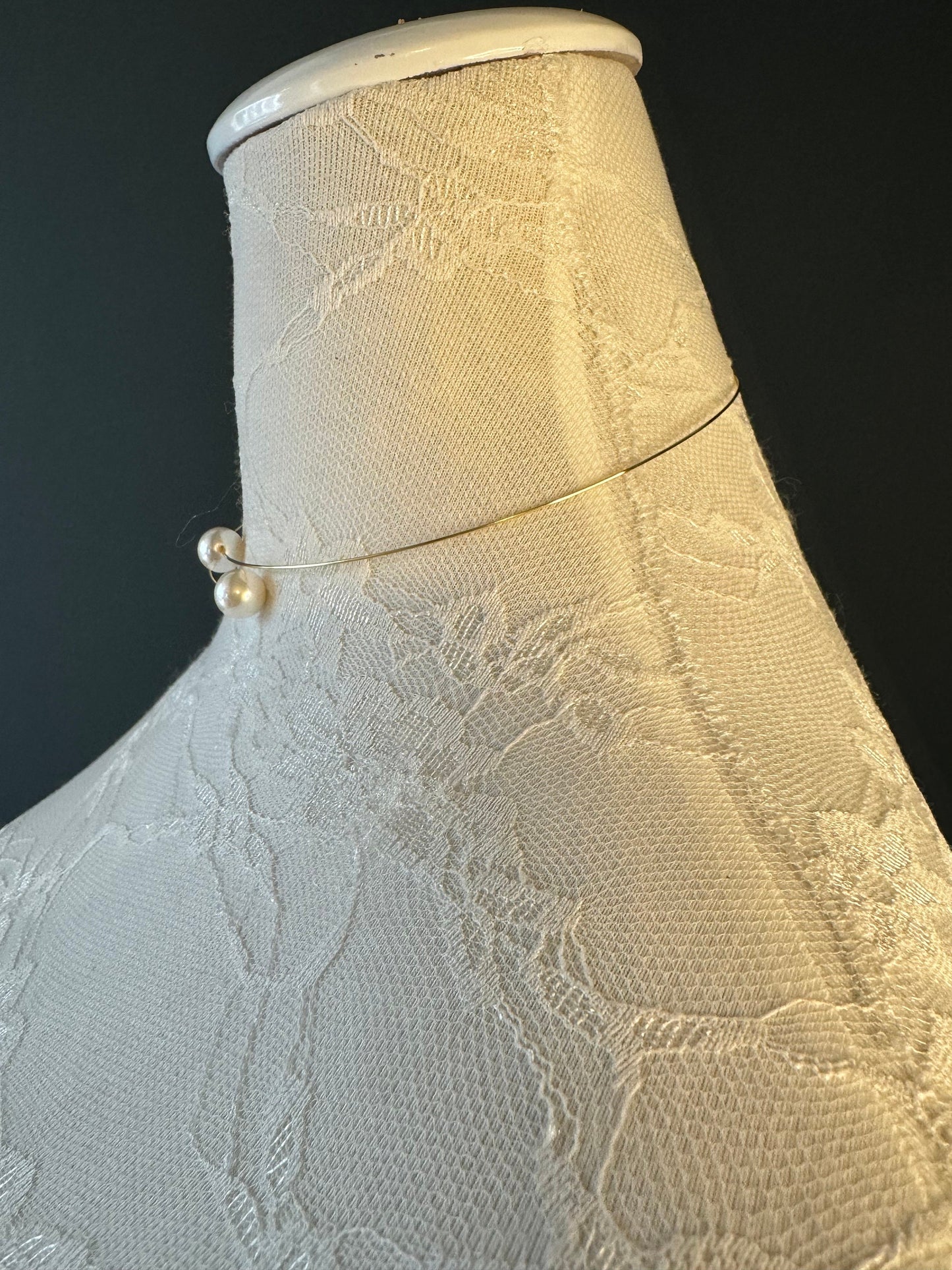 5” Neck wire choker - Gold with Pearl Neckwire Choker Necklace, Necklace, High Quality, 13cm, FAN Collection