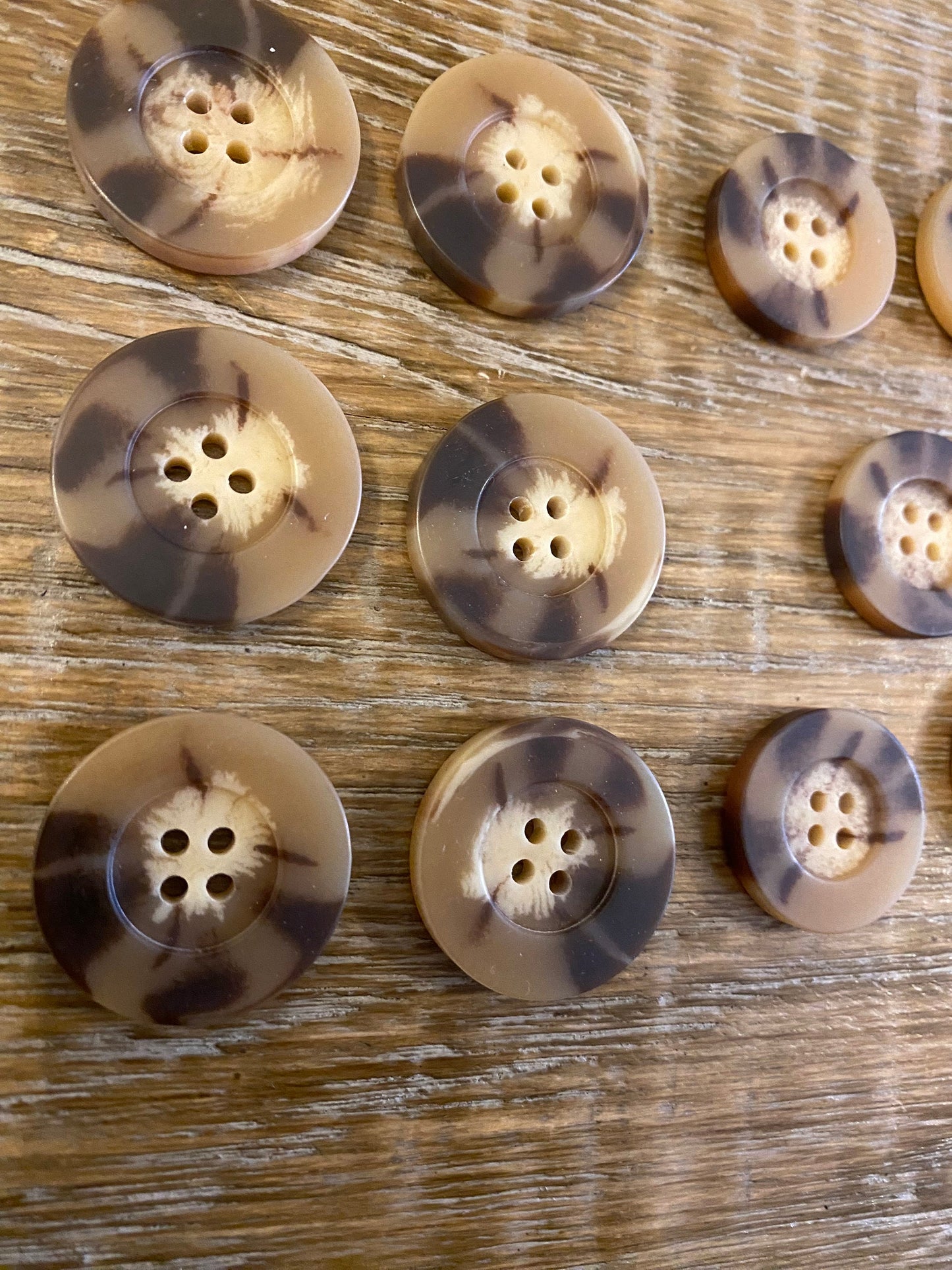 Warm Tone Mock Horn 4-Hole Buttons, 7 sizes