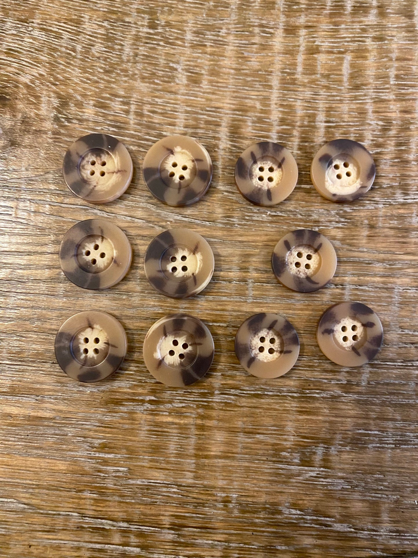 Warm Tone Mock Horn 4-Hole Buttons, 7 sizes