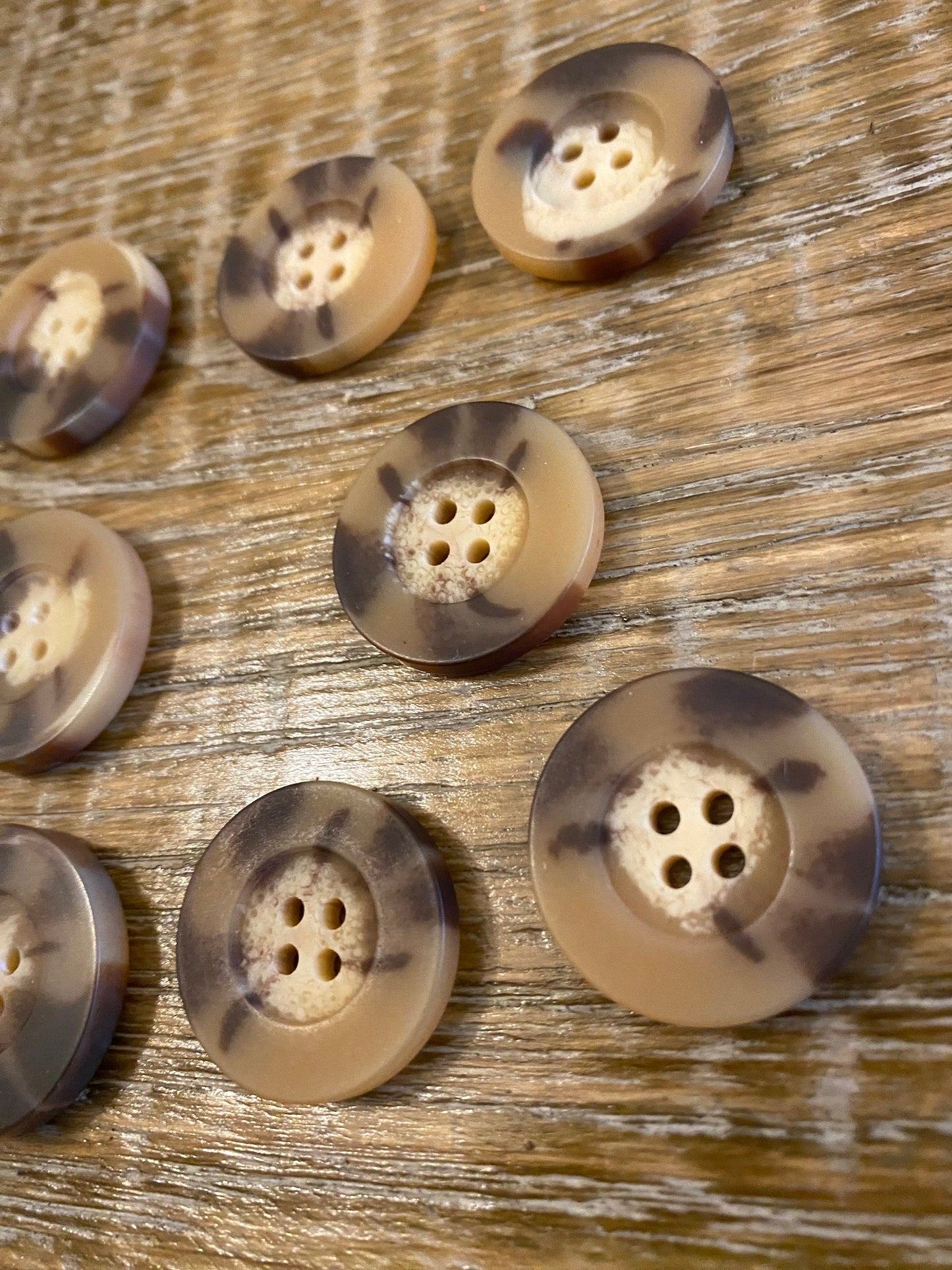 Warm Tone Mock Horn 4-Hole Buttons, 7 sizes