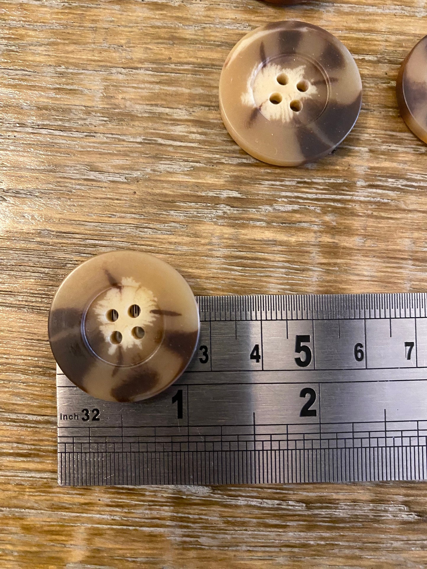 Warm Tone Mock Horn 4-Hole Buttons, 7 sizes