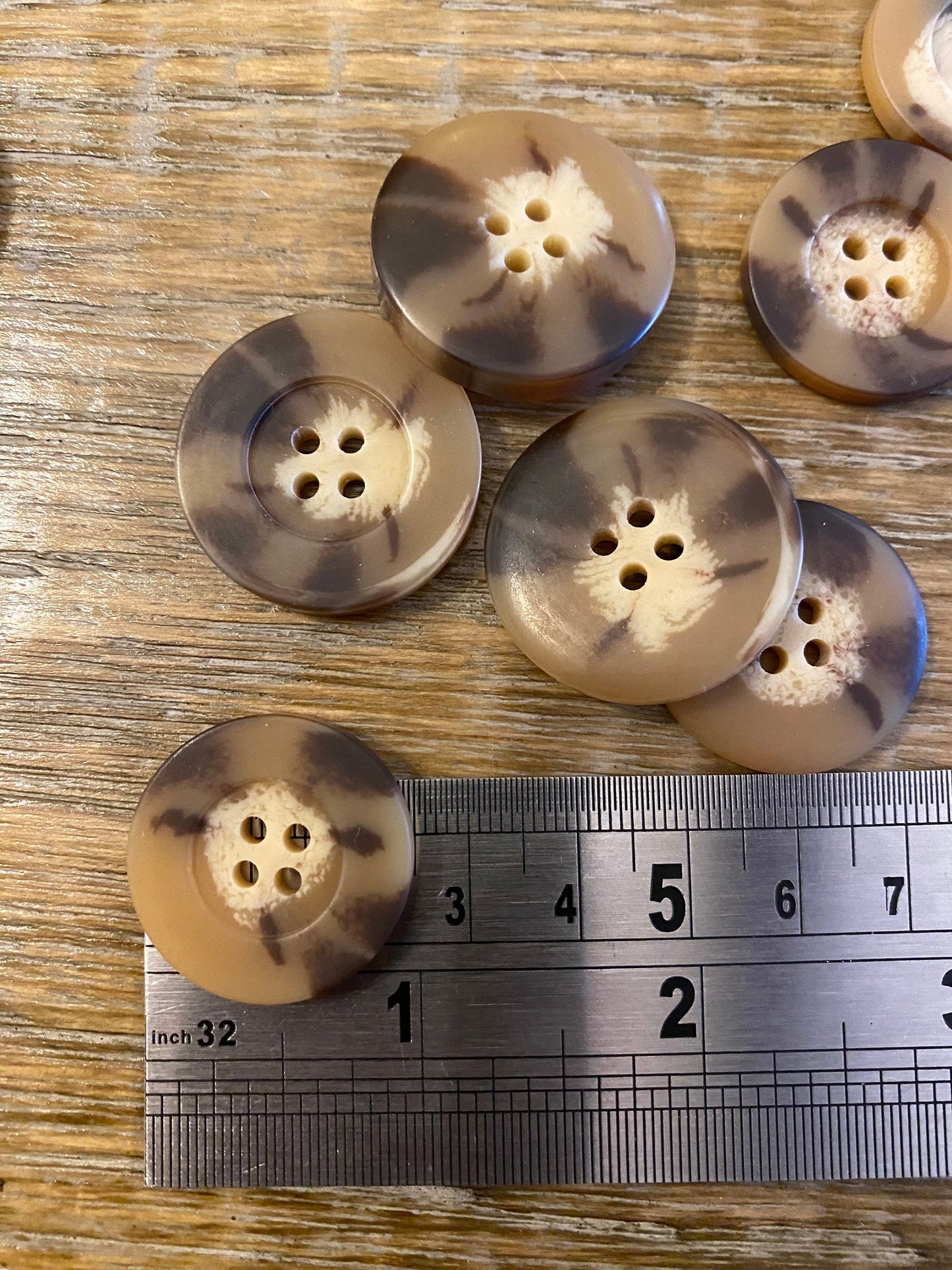 Warm Tone Mock Horn 4-Hole Buttons, 7 sizes