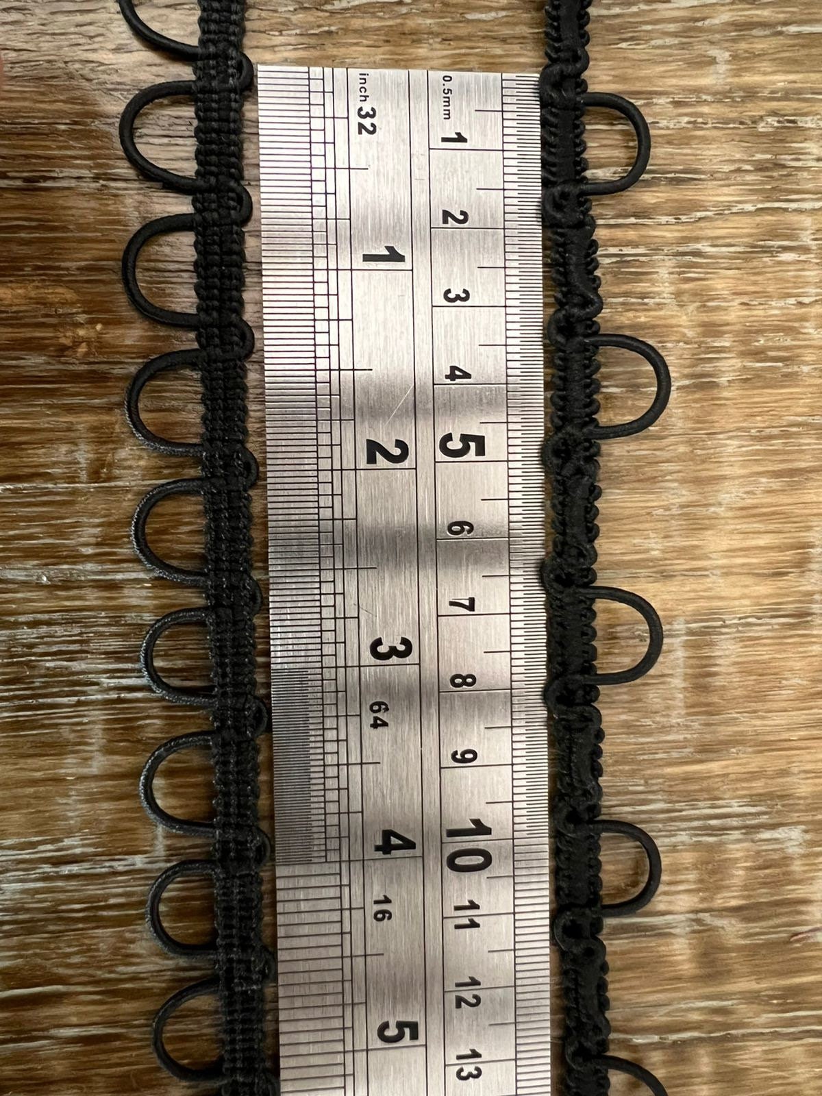 Black Button Loop Tape, Continuous or Spaced Trim